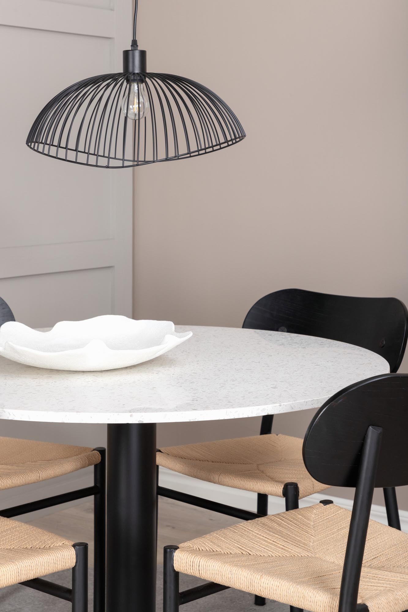 Esszimmer Set Razzia mit Stuhl Polly in Weiss/Schwarz/ Natur präsentiert im Onlineshop von KAQTU Design AG. Esszimmerset ist von Venture Home