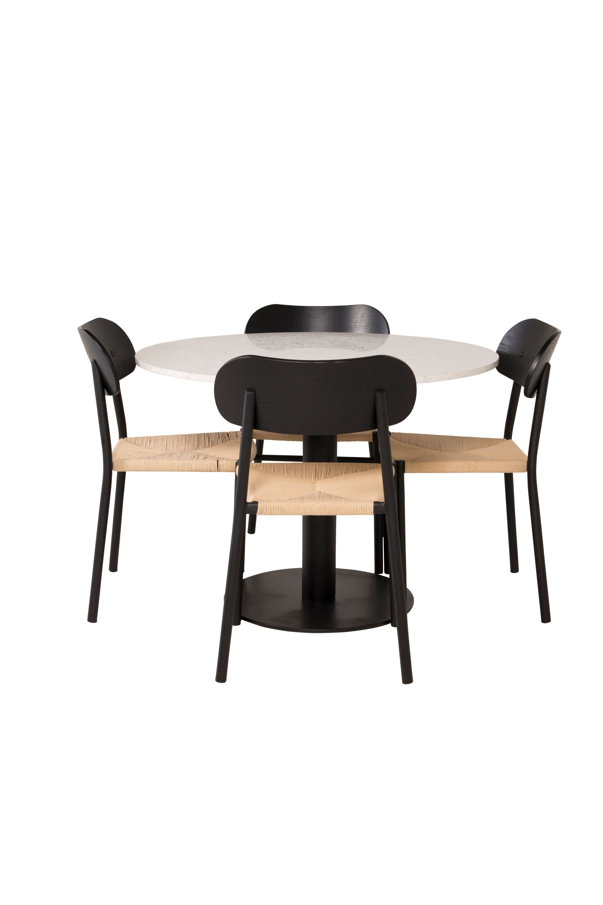 Esszimmer Set Razzia mit Stuhl Polly in Weiss/Schwarz/ Natur präsentiert im Onlineshop von KAQTU Design AG. Esszimmerset ist von Venture Home
