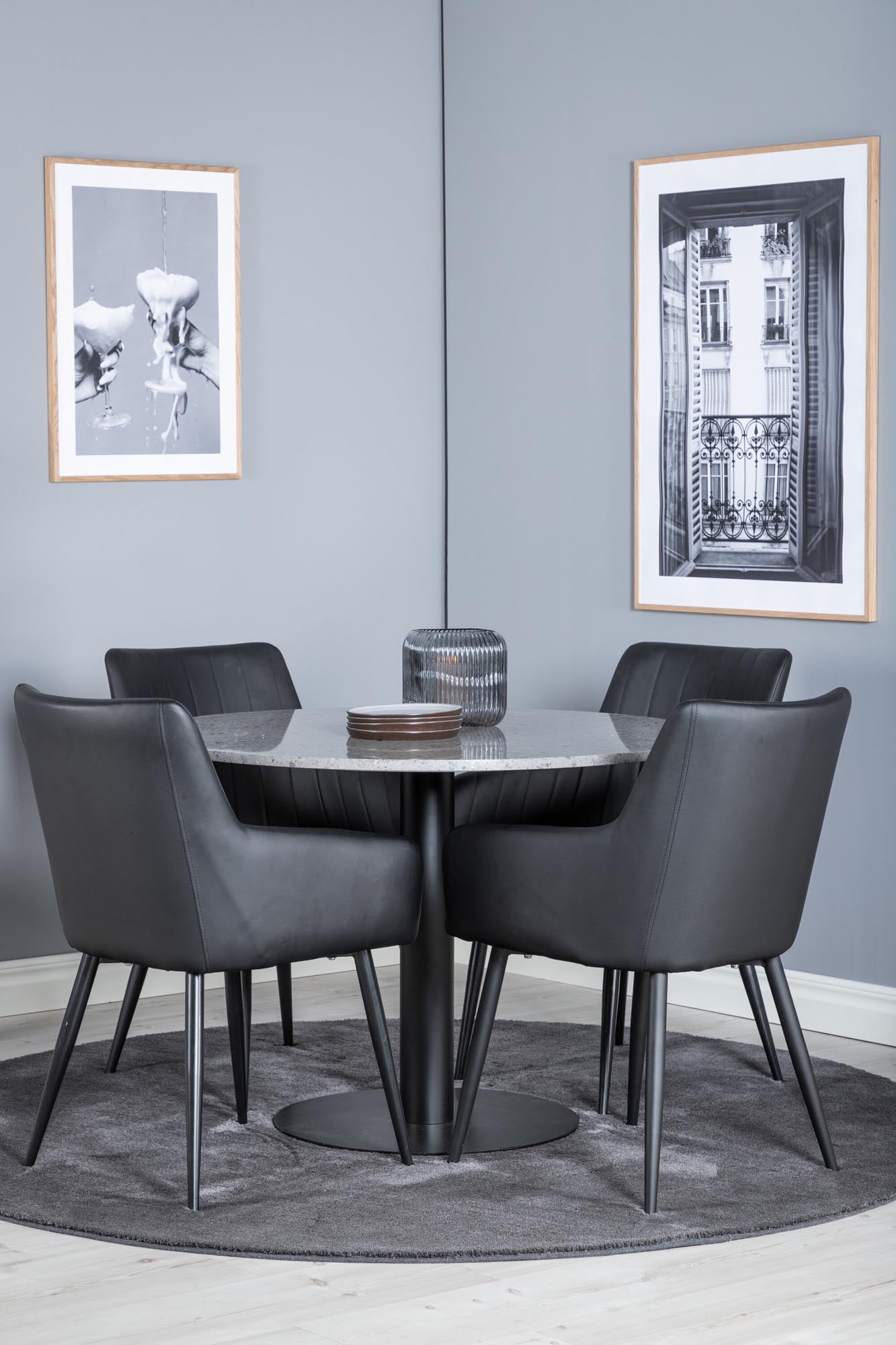 Esszimmer Set Razzia mit Stuhl Comfort in Grau schwarz präsentiert im Onlineshop von KAQTU Design AG. Esszimmerset ist von Venture Home