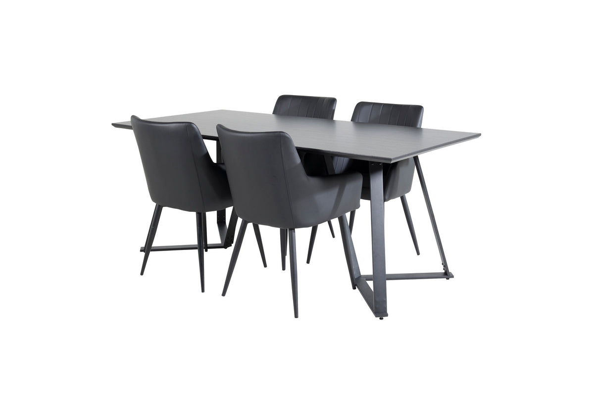 Esszimmer Set Marina mit Stuhl Comfort in Schwarz Schwarz präsentiert im Onlineshop von KAQTU Design AG. Esszimmerset ist von Venture Home