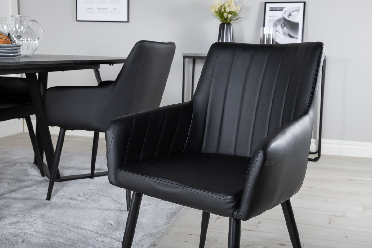 Esszimmer Set Marina mit Stuhl Comfort in Schwarz Schwarz präsentiert im Onlineshop von KAQTU Design AG. Esszimmerset ist von Venture Home