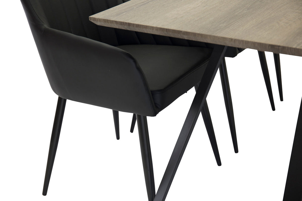 Esszimmer Set Marina mit Stuhl Comfort in Grau schwarz präsentiert im Onlineshop von KAQTU Design AG. Esszimmerset ist von Venture Home