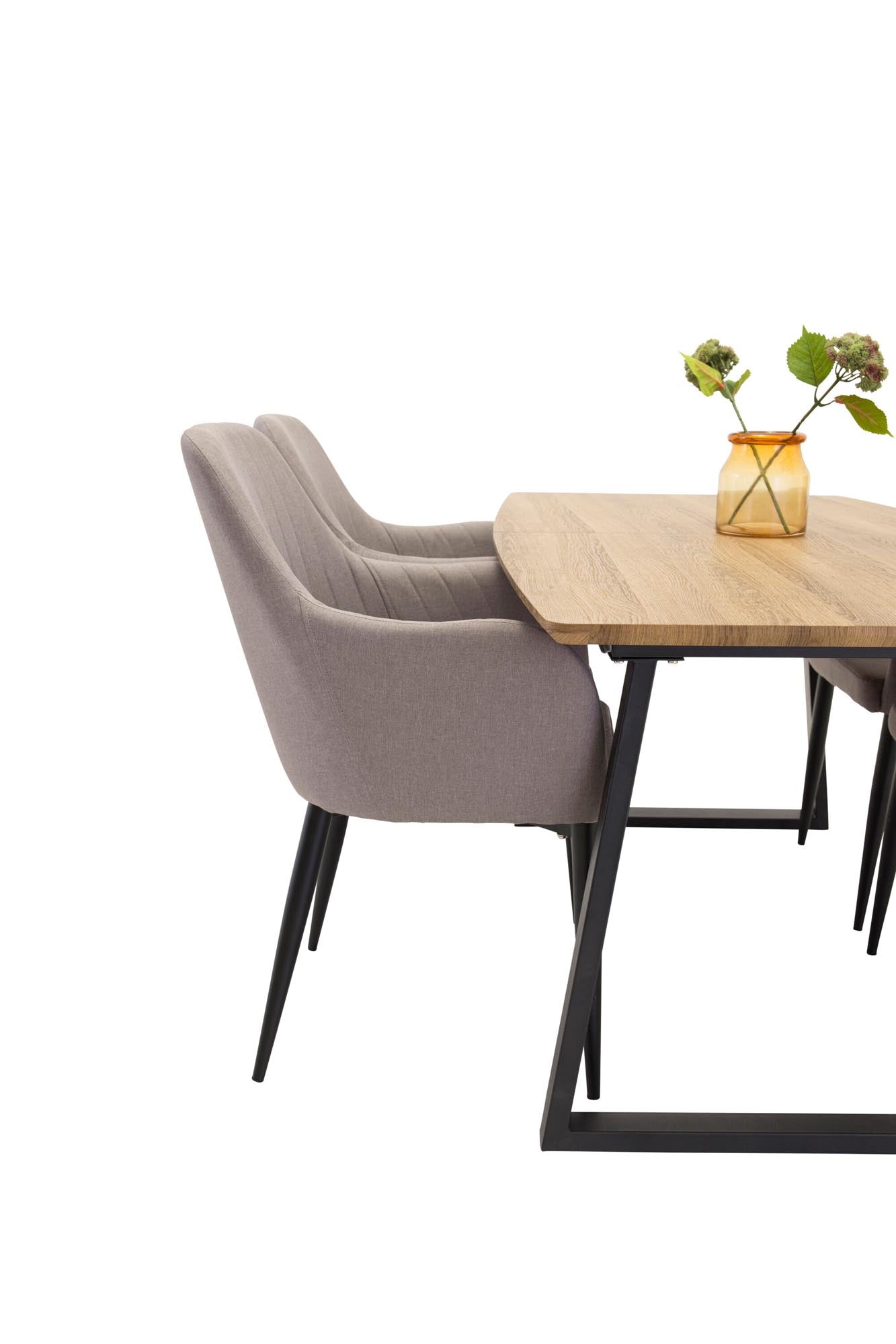 Esszimmer Set Inca mit Stuhl Comfort in Natur/Schwarz/Grau präsentiert im Onlineshop von KAQTU Design AG. Esszimmerset ist von Venture Home