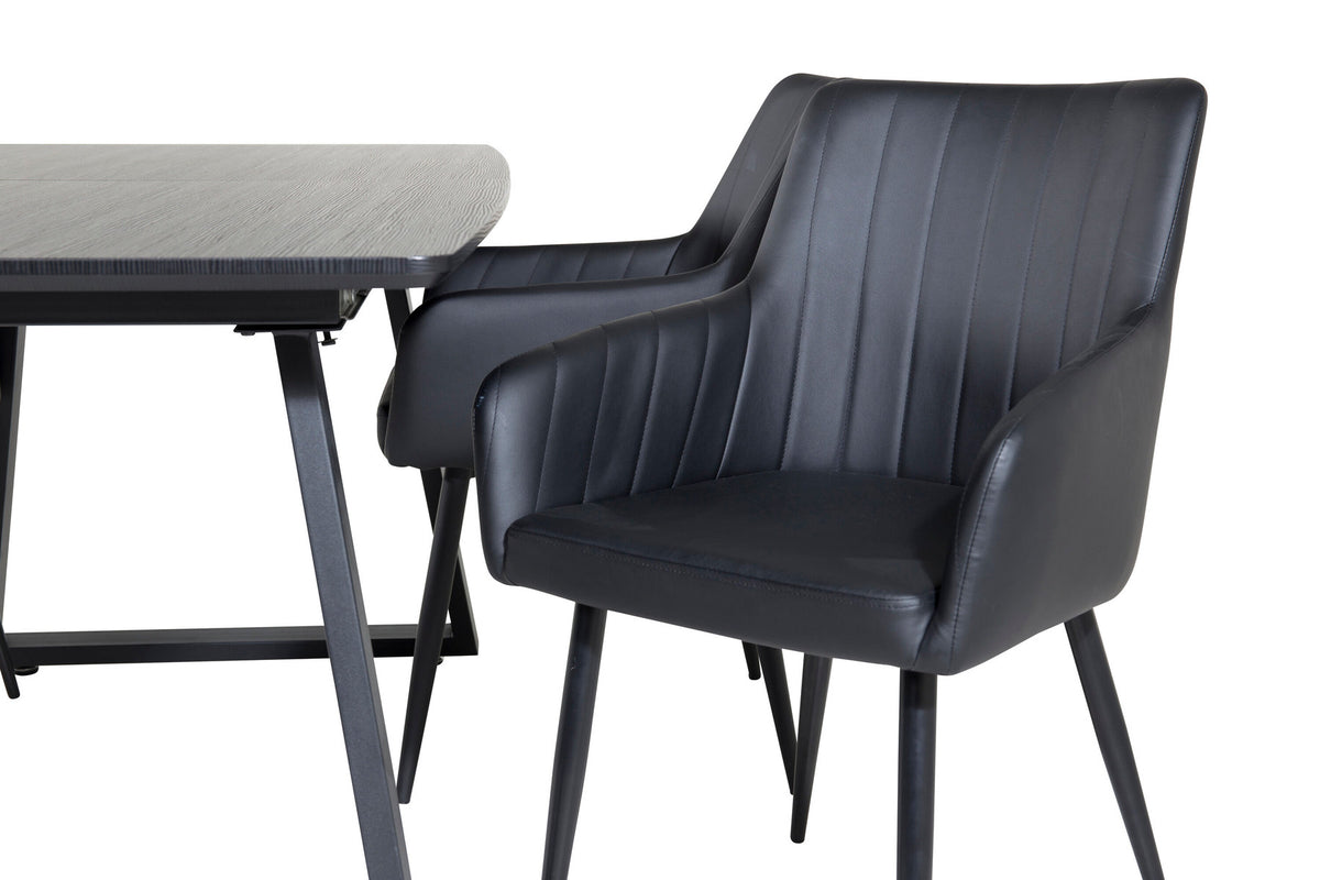 Esszimmer Set Inca mit Stuhl Comfort in Schwarz Schwarz präsentiert im Onlineshop von KAQTU Design AG. Esszimmerset ist von Venture Home