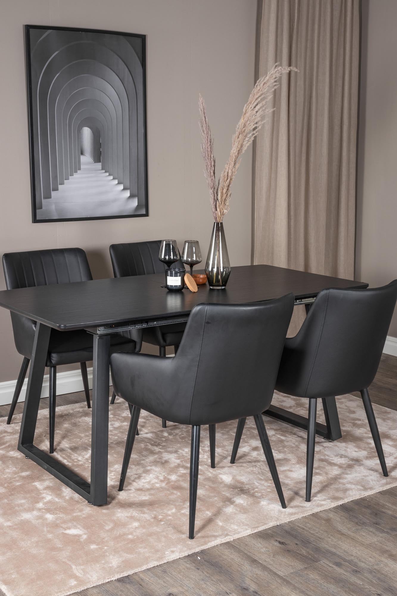 Esszimmer Set Inca mit Stuhl Comfort in Schwarz Schwarz präsentiert im Onlineshop von KAQTU Design AG. Esszimmerset ist von Venture Home