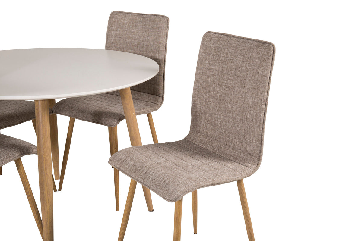 Esszimmer Set Plaza mit Stuhl Windu in Weiss/Hellgrau/Natur präsentiert im Onlineshop von KAQTU Design AG. Esszimmerset ist von Venture Home