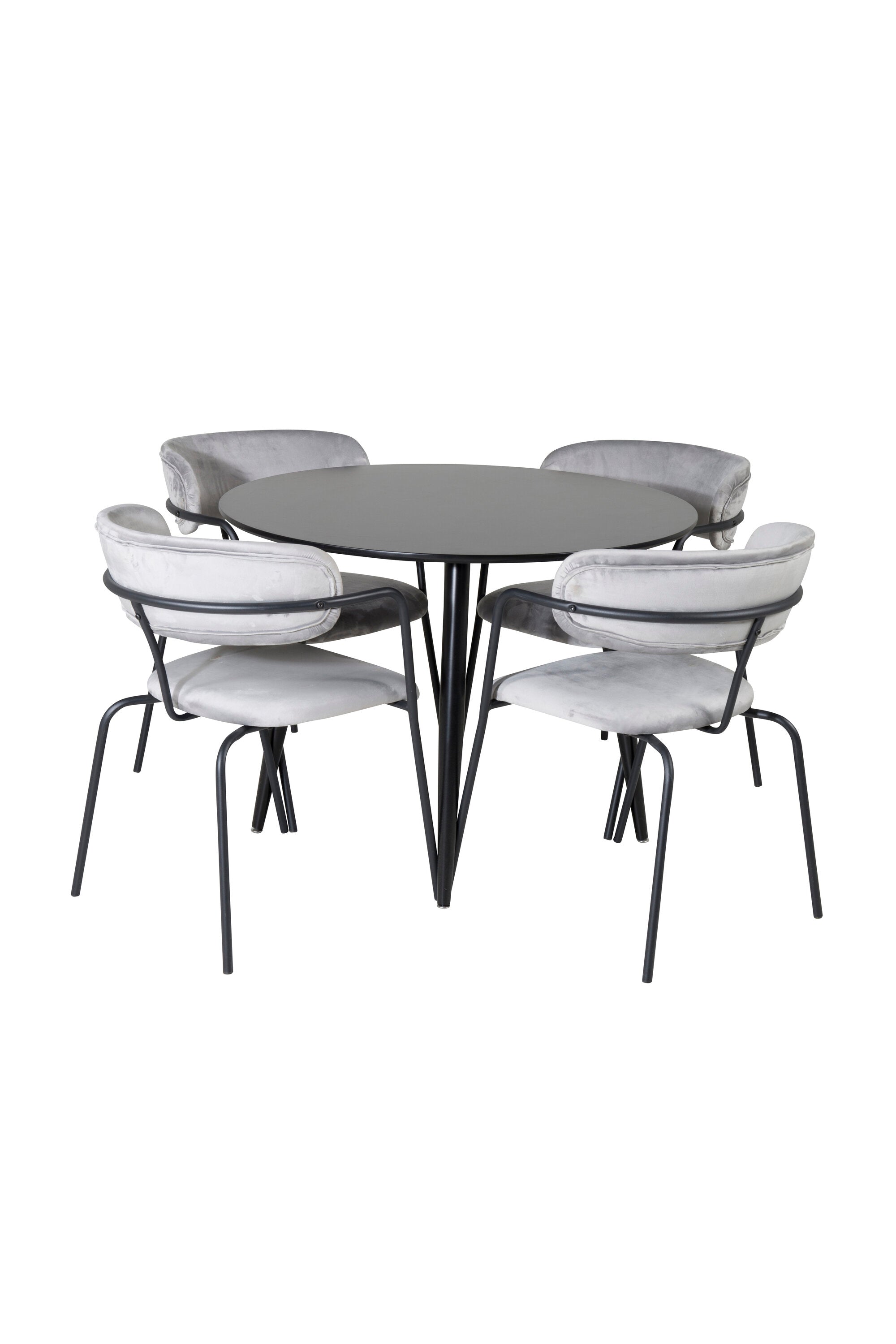 Esszimmer Set Plaza mit Stuhl Arrow in Schwarz/Schwarz/Grau präsentiert im Onlineshop von KAQTU Design AG. Esszimmerset ist von Venture Home
