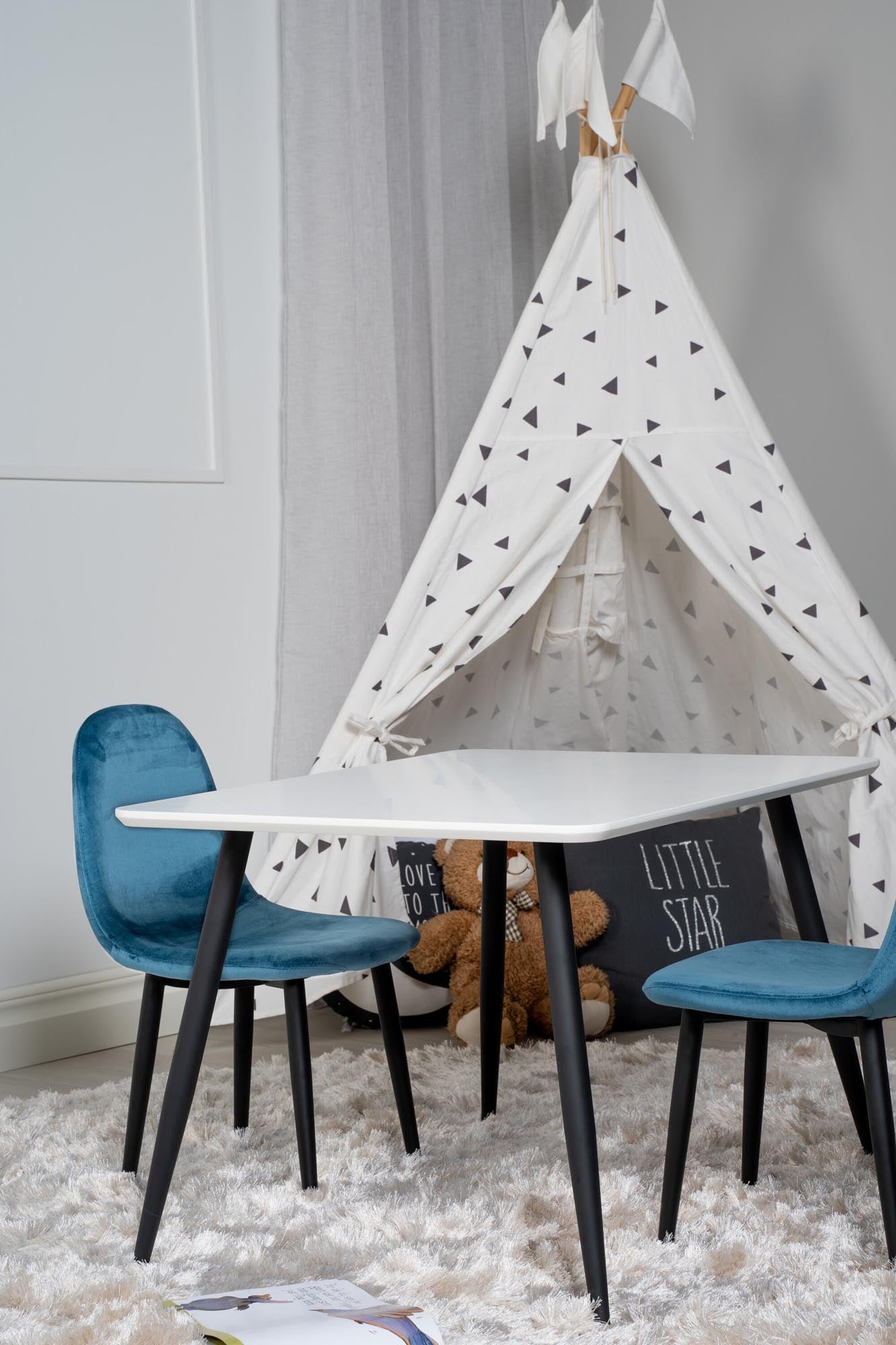 Esszimmer Set Polar mit Stuhl Polar in Weiss/Schwarz/Blau präsentiert im Onlineshop von KAQTU Design AG. Esszimmerset ist von Venture Home