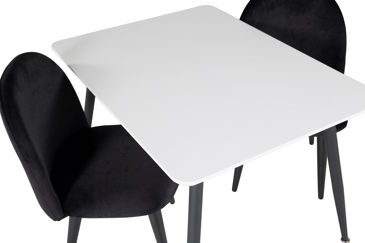 Esszimmer Set Polar mit Stuhl Velvet in Weiss schwarz präsentiert im Onlineshop von KAQTU Design AG. Esszimmerset ist von Venture Home