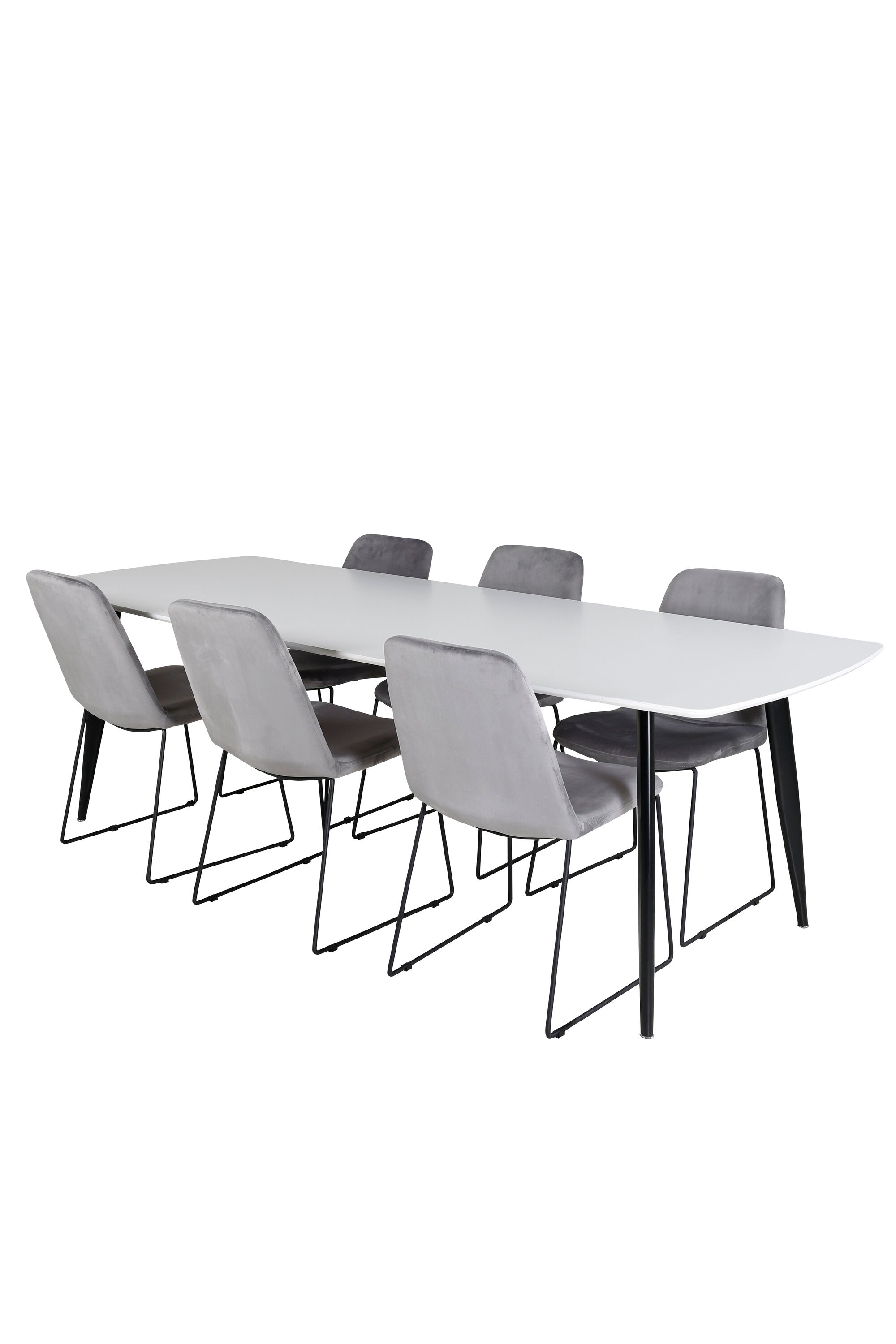 Esszimmer Set Polar mit Stuhl Muce in Weiss/Schwarz/Grau präsentiert im Onlineshop von KAQTU Design AG. Esszimmerset ist von Venture Home