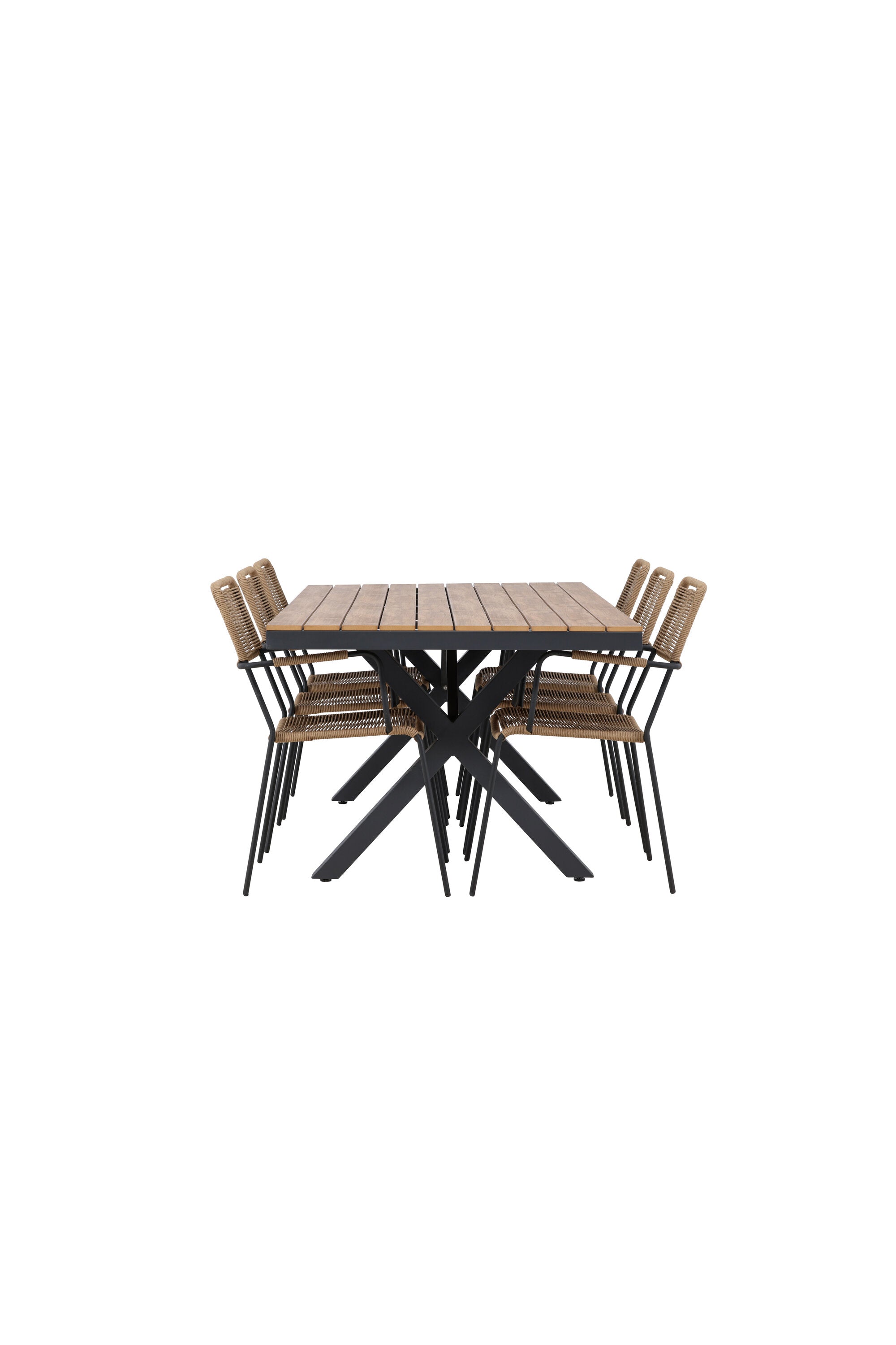 Garcia Gartentisch Set + Lindos Armchair in Schwarz/Schwarz/Braun präsentiert im Onlineshop von KAQTU Design AG. Gartentischset ist von Venture Home