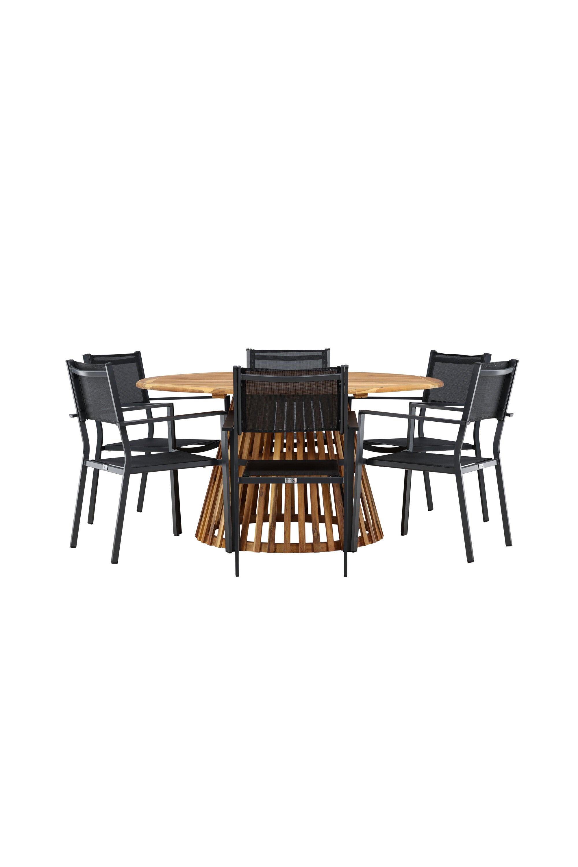 Tucumán Gartentisch Set rund + 6 x Copacabana in Natur/Schwarz präsentiert im Onlineshop von KAQTU Design AG. Gartentischset ist von Venture Home