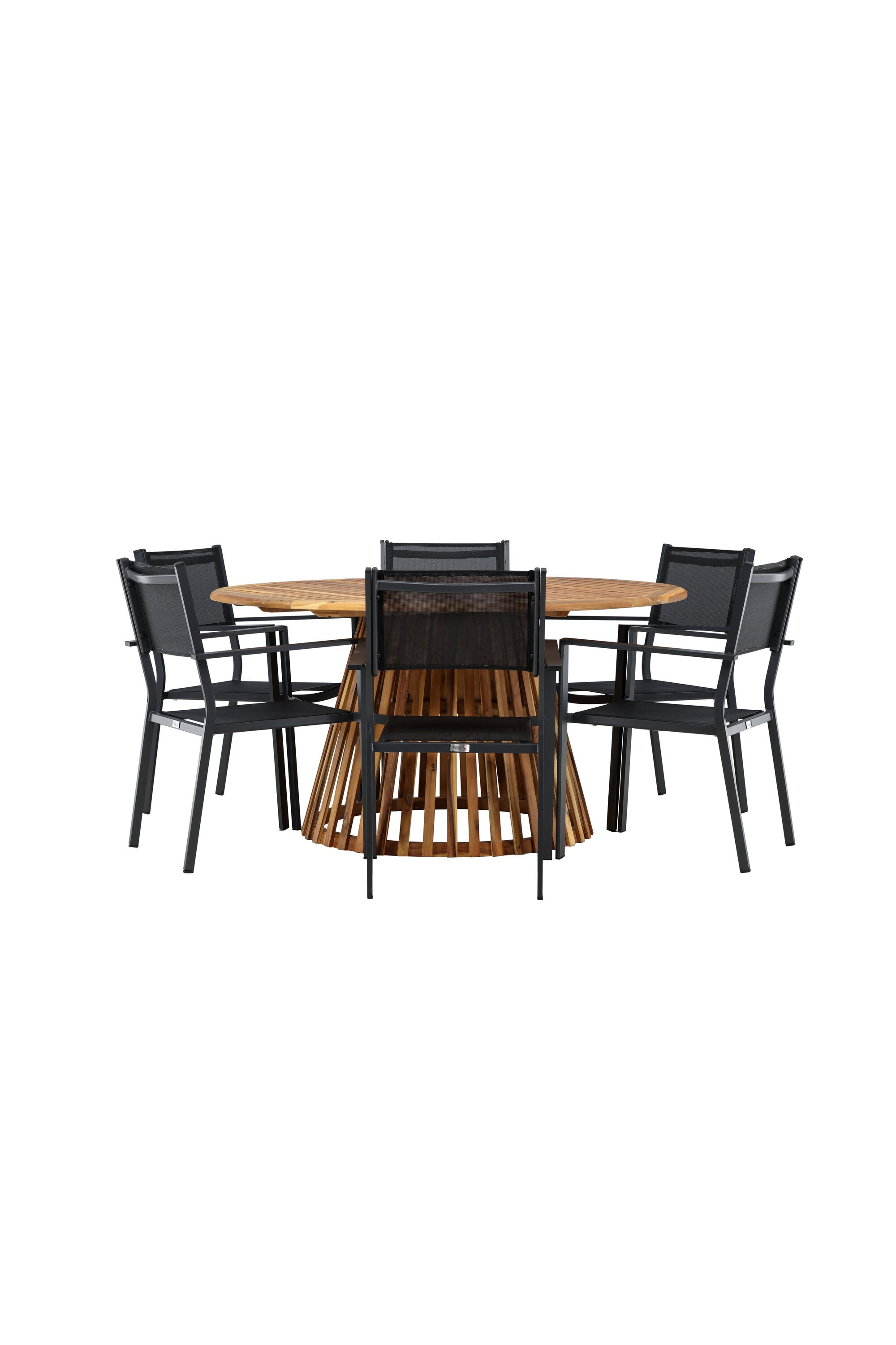 Tucumán Gartentisch Set rund + 6 x Copacabana in Natur/Schwarz präsentiert im Onlineshop von KAQTU Design AG. Gartentischset ist von Venture Home