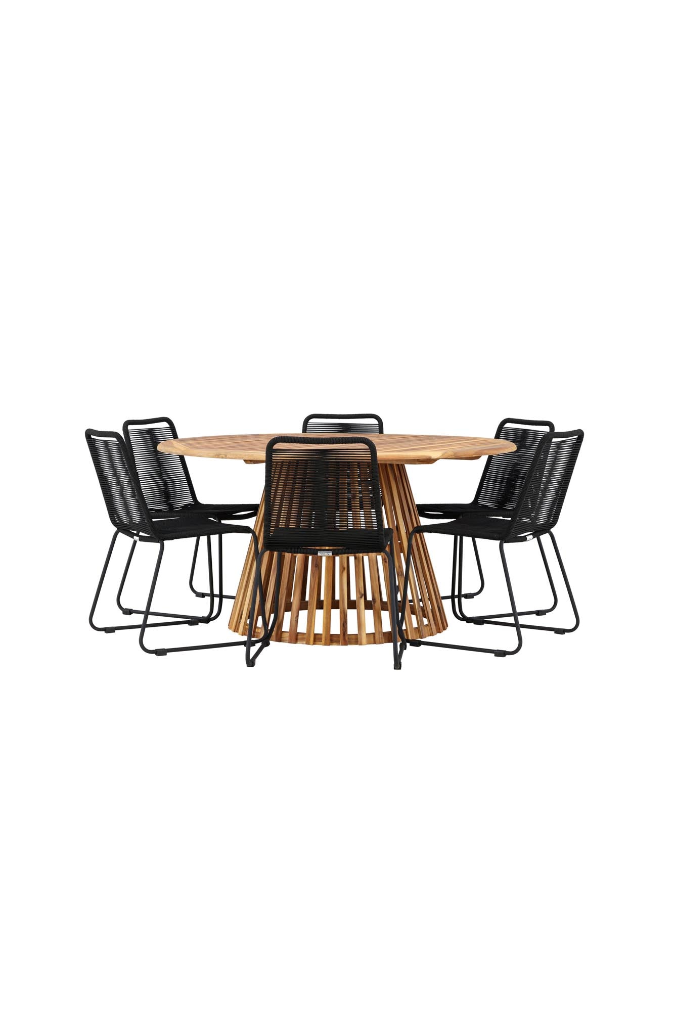Tucumán Gartentisch Set rund + 6 x Lindos stapelbar
