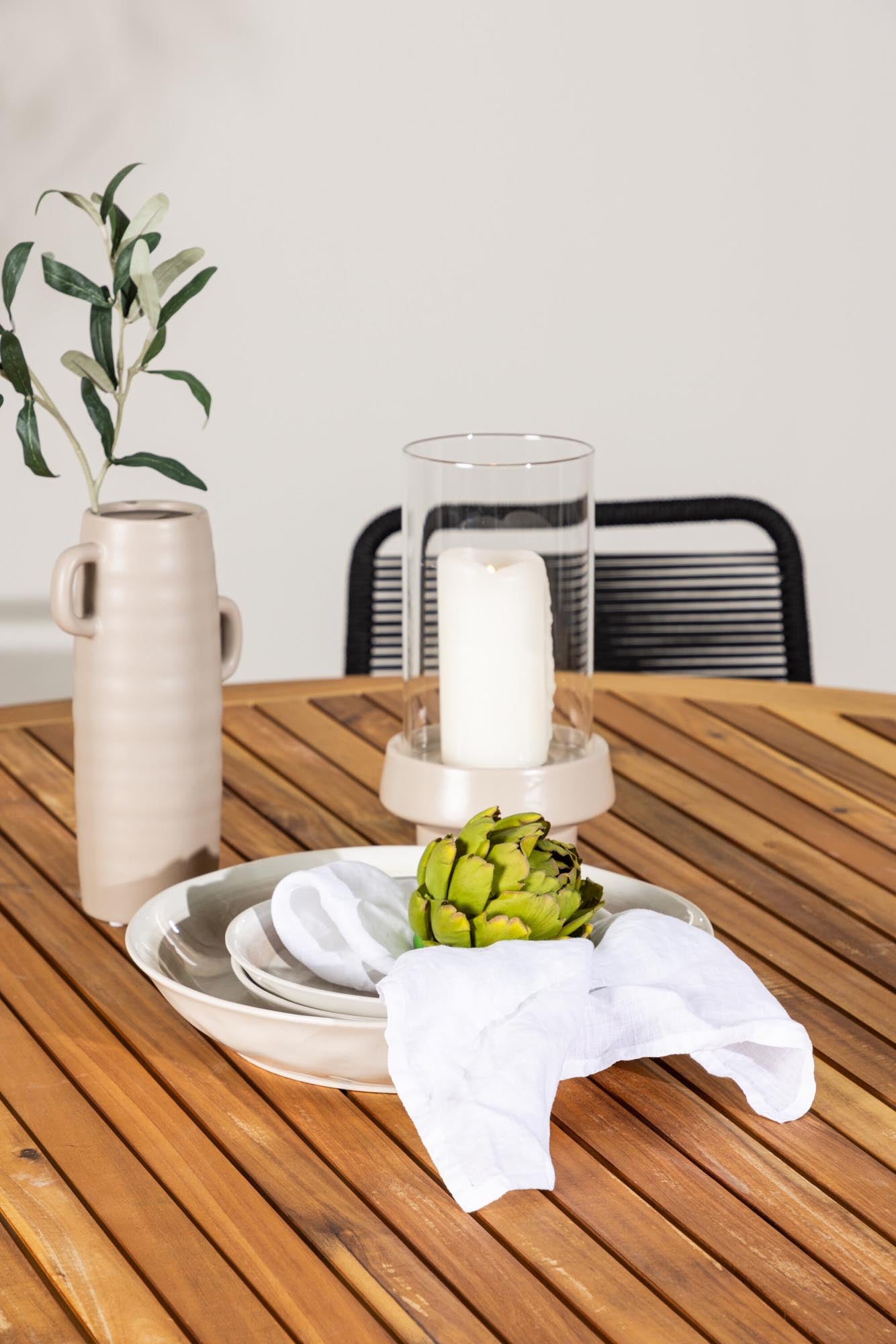 Tucumán Gartentisch Set rund + 6 x Lindos stapelbar