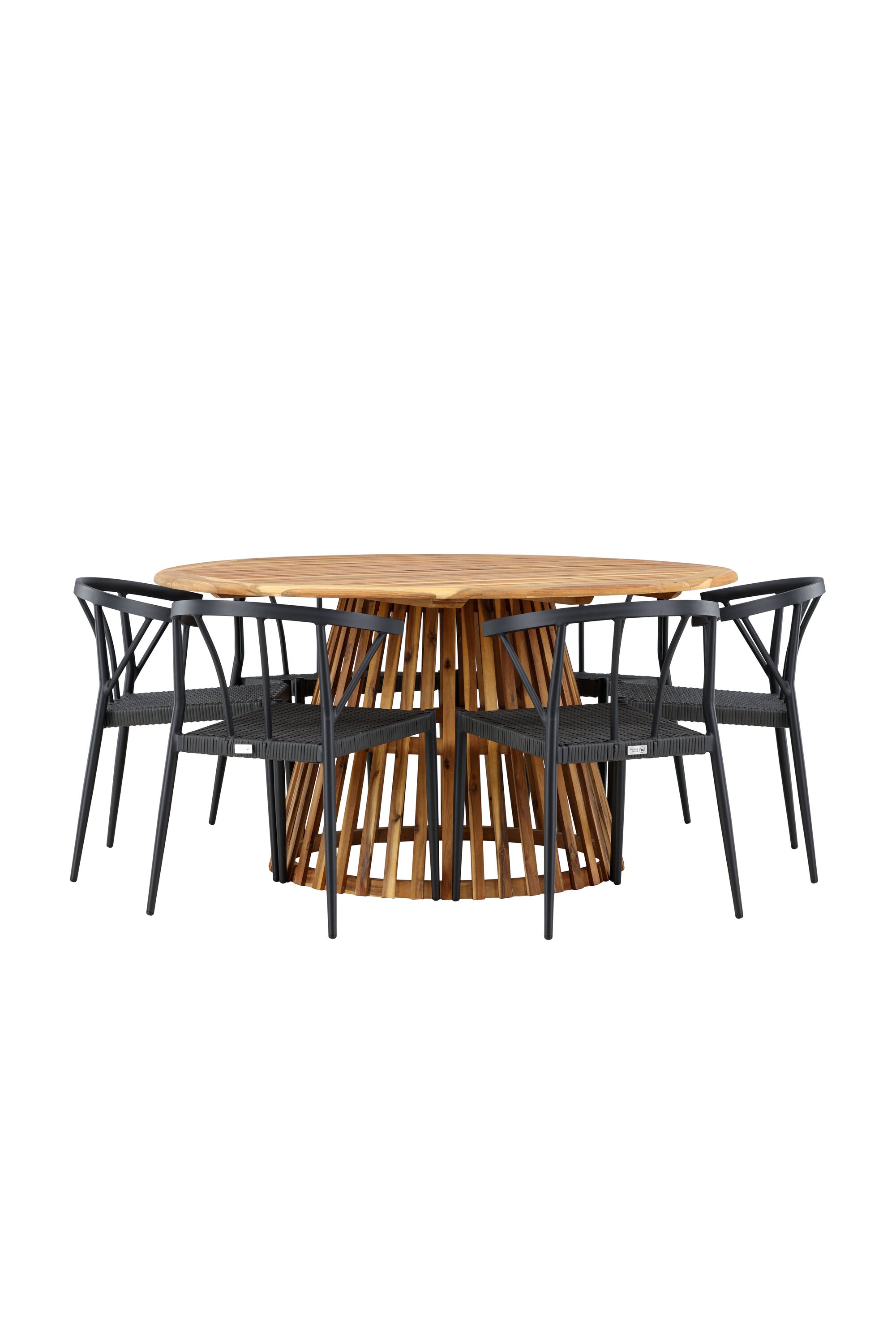 Tucumán Gartentisch Set rund + 6 x Stina in Natur/Schwarz präsentiert im Onlineshop von KAQTU Design AG. Gartentischset ist von Venture Home