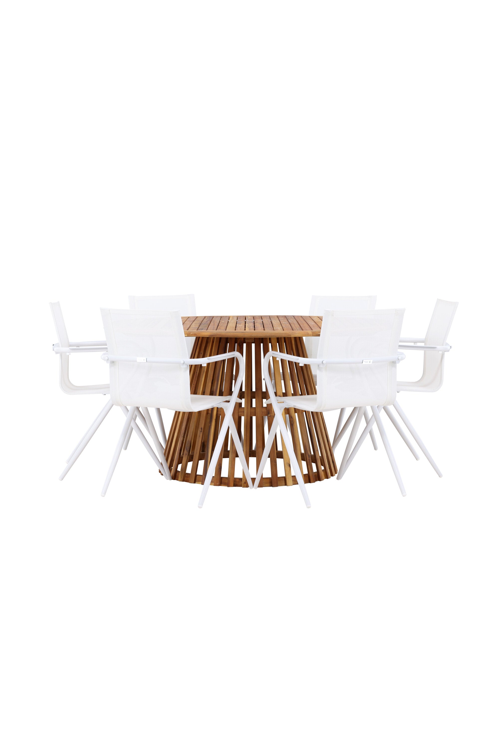 Tucumán Gartentisch Set rund + 6 x Alina in Natur/Weiss präsentiert im Onlineshop von KAQTU Design AG. Gartentischset ist von Venture Home