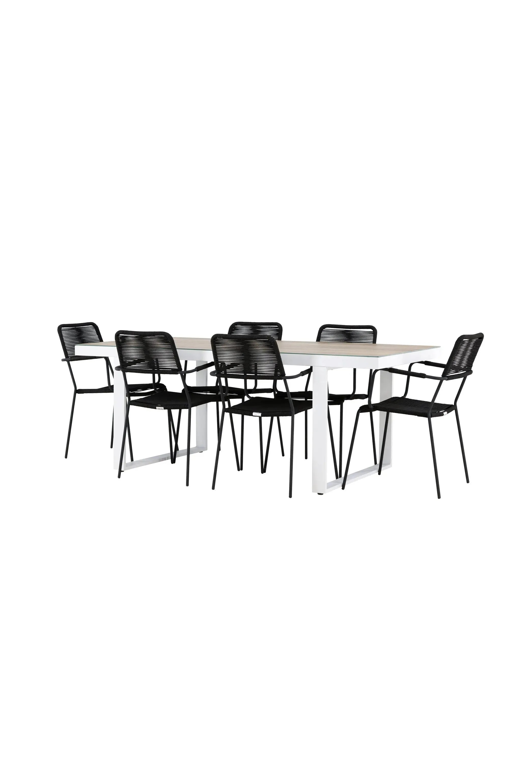 Stilvolles Merlo Gartentisch-Set mit Lindos-Stühlen von Venture Home, perfekt für moderne Gärten und Terrassen.