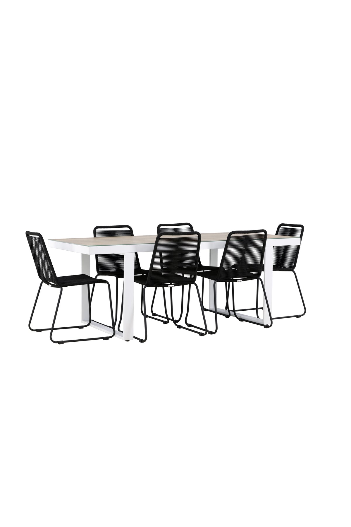 Merlo Gartentisch Set + Lindos in Weiss / Schwarz präsentiert im Onlineshop von KAQTU Design AG. Gartentischset ist von Venture Home