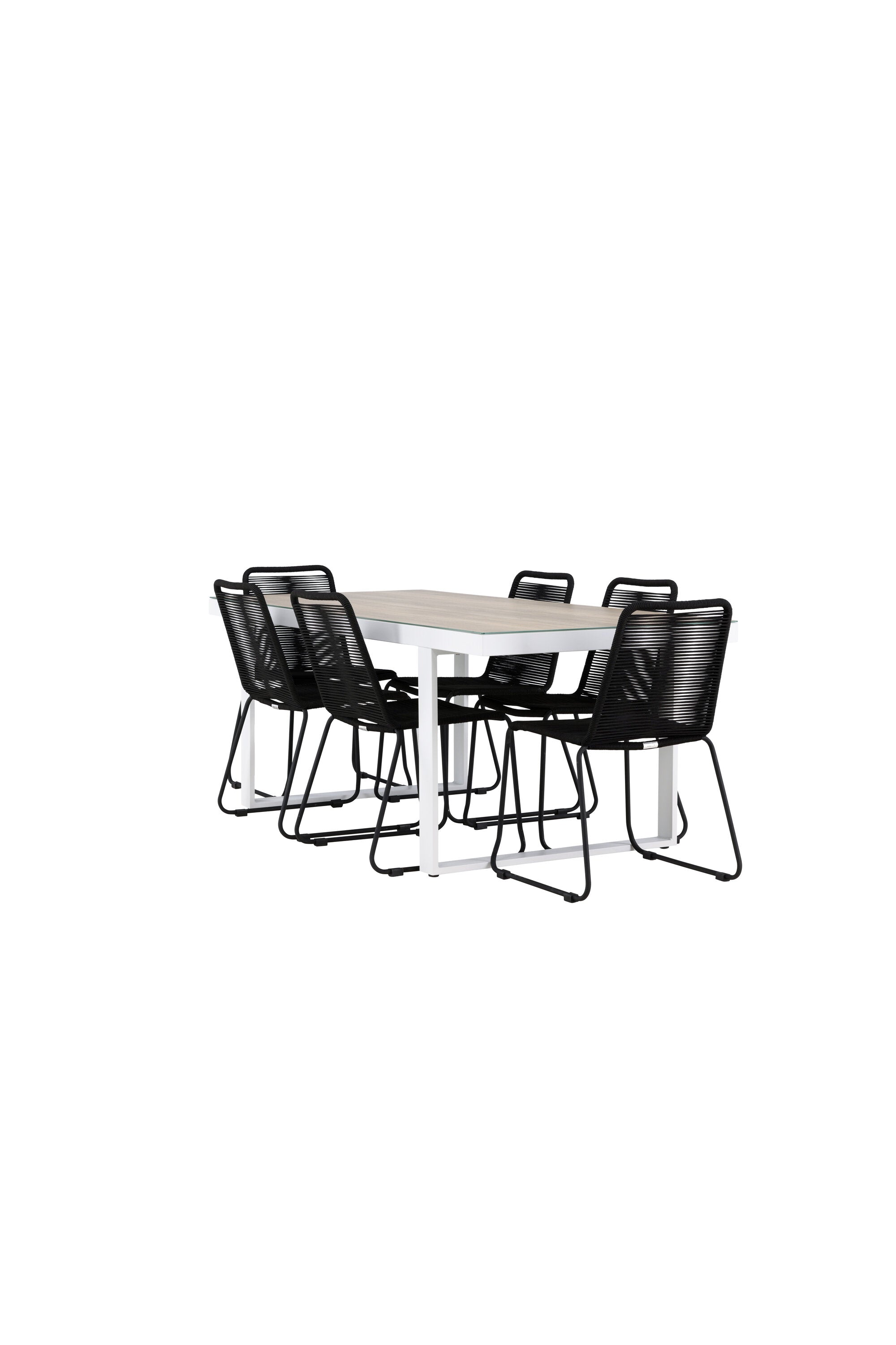 Merlo Gartentisch Set + Lindos in Weiss / Schwarz präsentiert im Onlineshop von KAQTU Design AG. Gartentischset ist von Venture Home