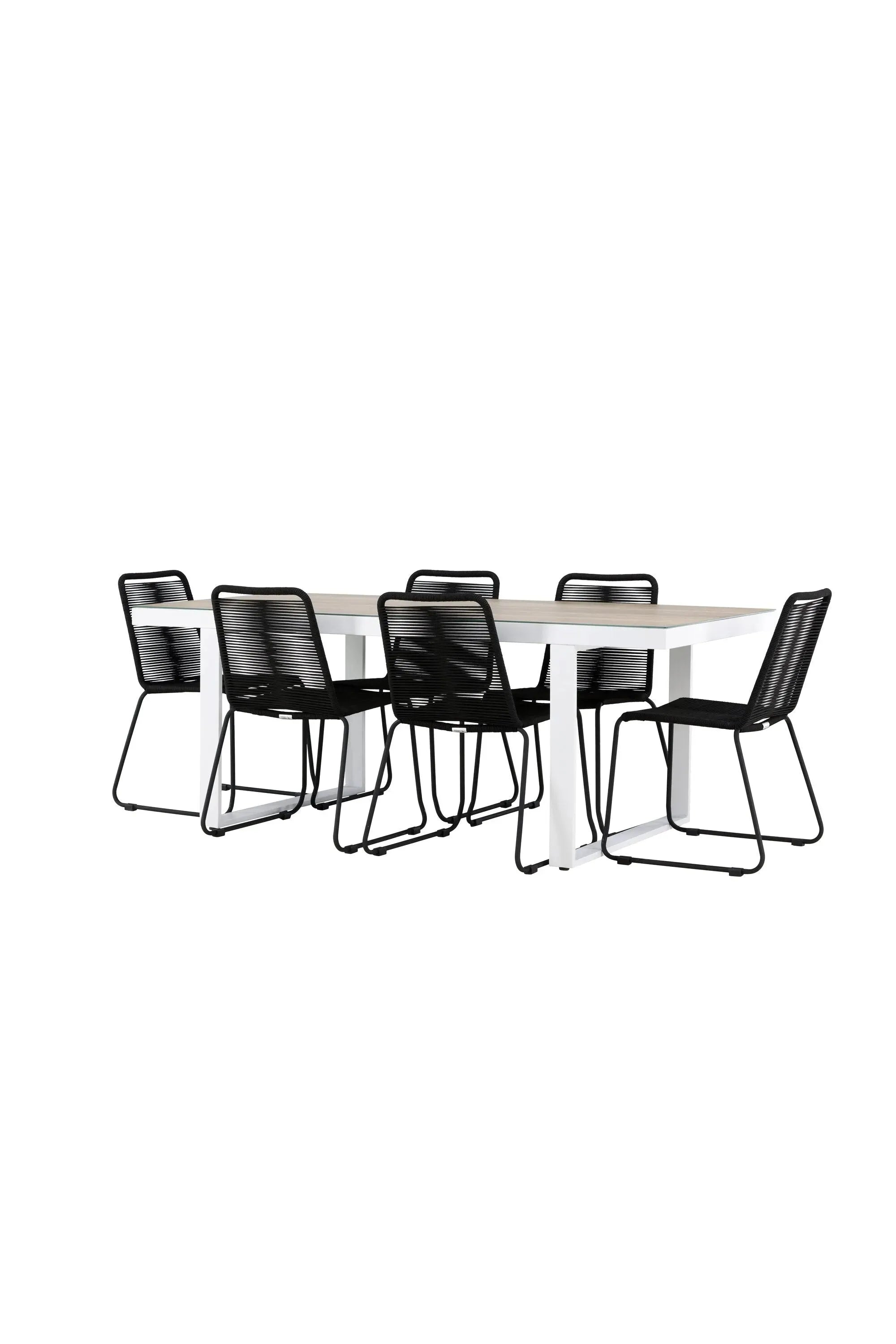 Stilvolles Merlo Gartentisch-Set mit Lindos-Stühlen von Venture Home, perfekt für moderne Gärten und Terrassen.