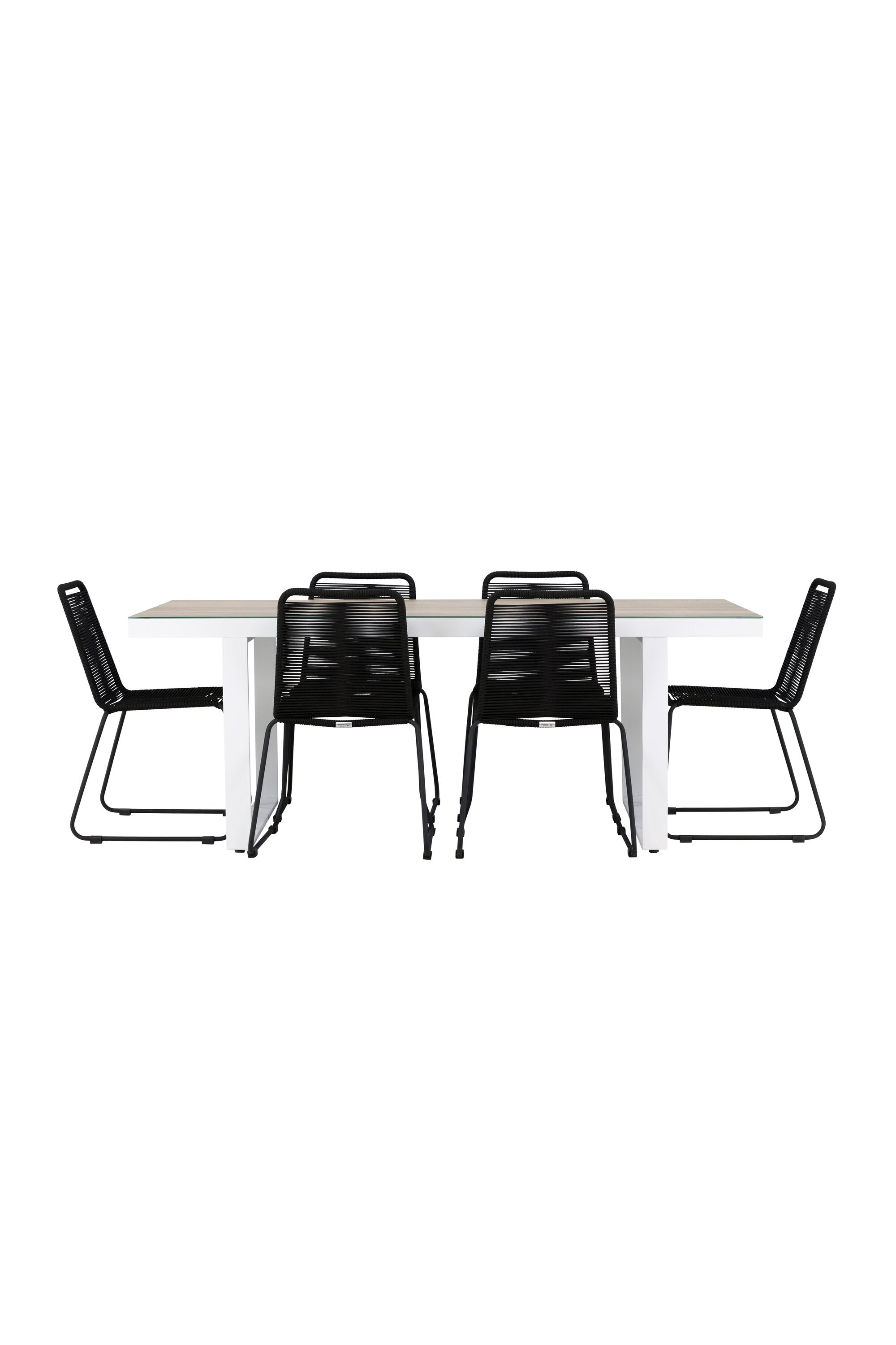 Merlo Gartentisch Set + Lindos in Weiss / Schwarz präsentiert im Onlineshop von KAQTU Design AG. Gartentischset ist von Venture Home