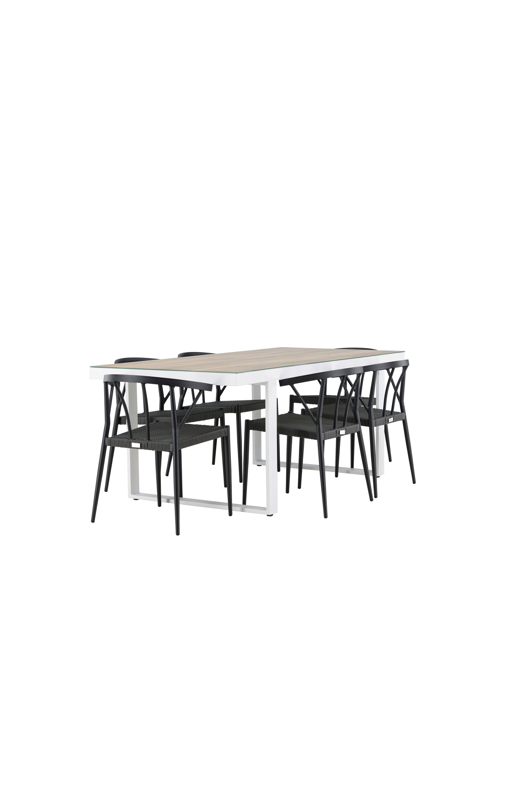 Merlo Gartentisch Set + Stina in Weiss / Schwarz präsentiert im Onlineshop von KAQTU Design AG. Gartentischset ist von Venture Home