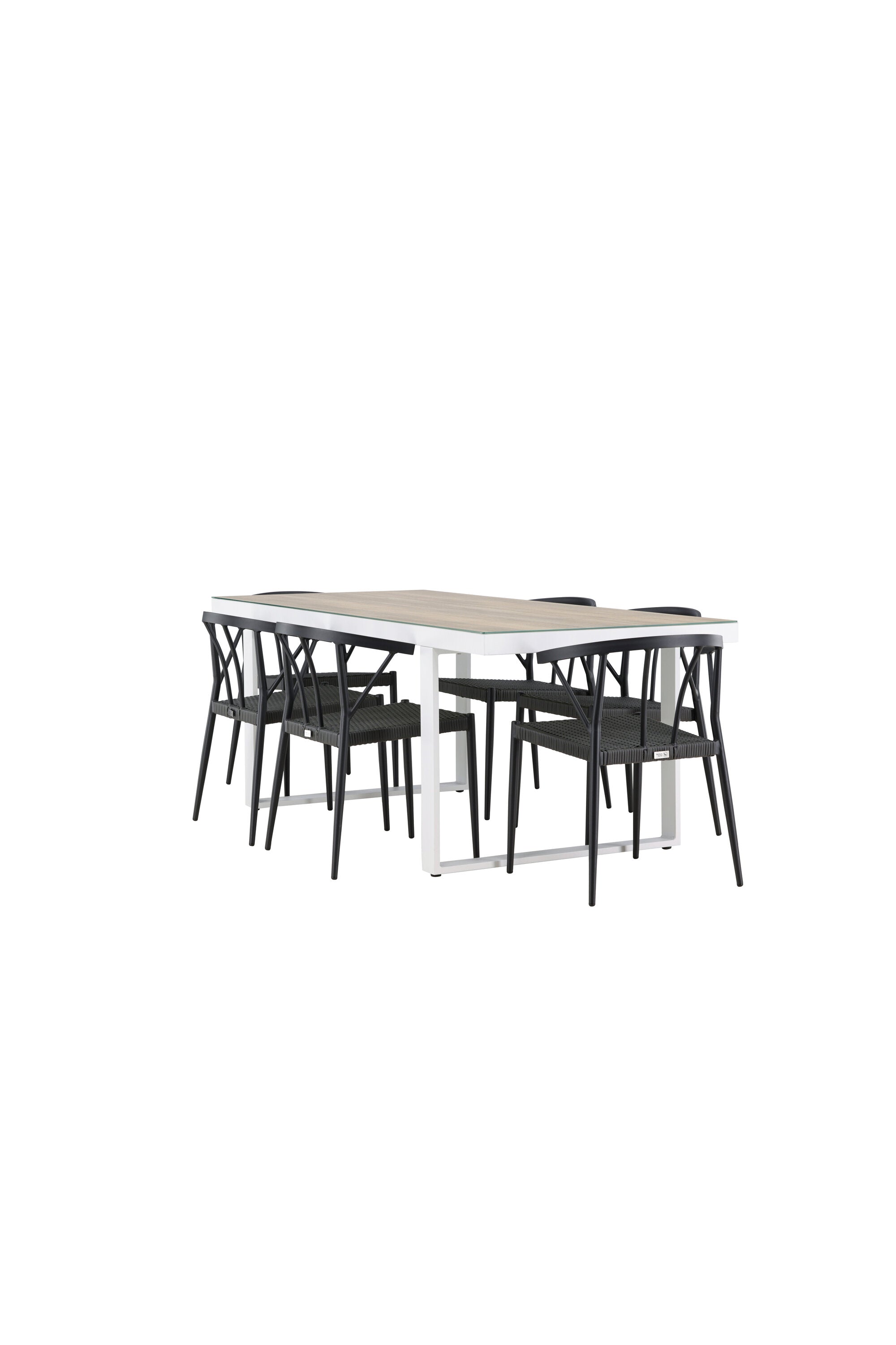 Merlo Gartentisch Set + Stina in Weiss / Schwarz präsentiert im Onlineshop von KAQTU Design AG. Gartentischset ist von Venture Home