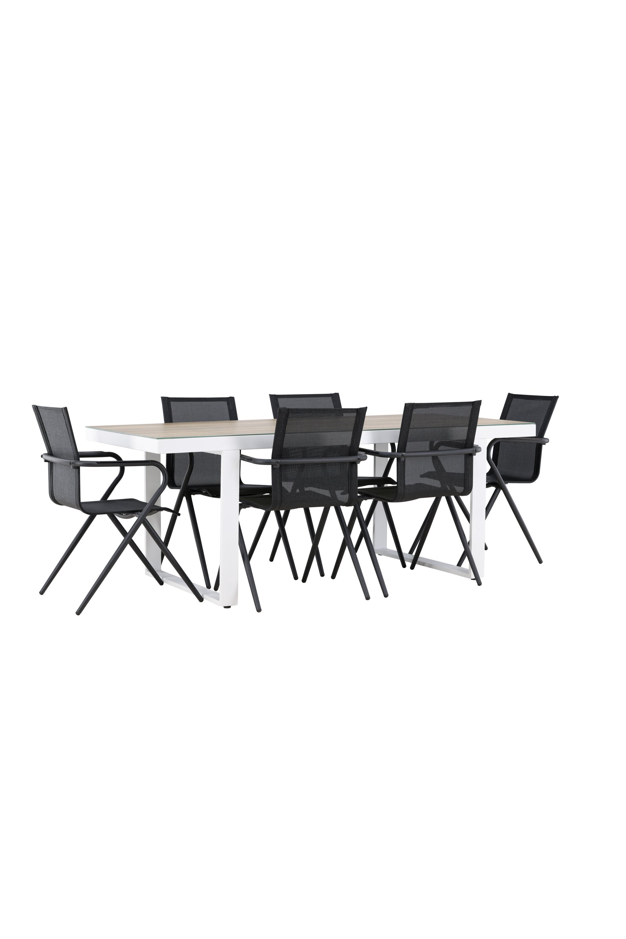 Merlo Gartentisch Set + Alina in Weiss / Schwarz präsentiert im Onlineshop von KAQTU Design AG. Gartentischset ist von Venture Home