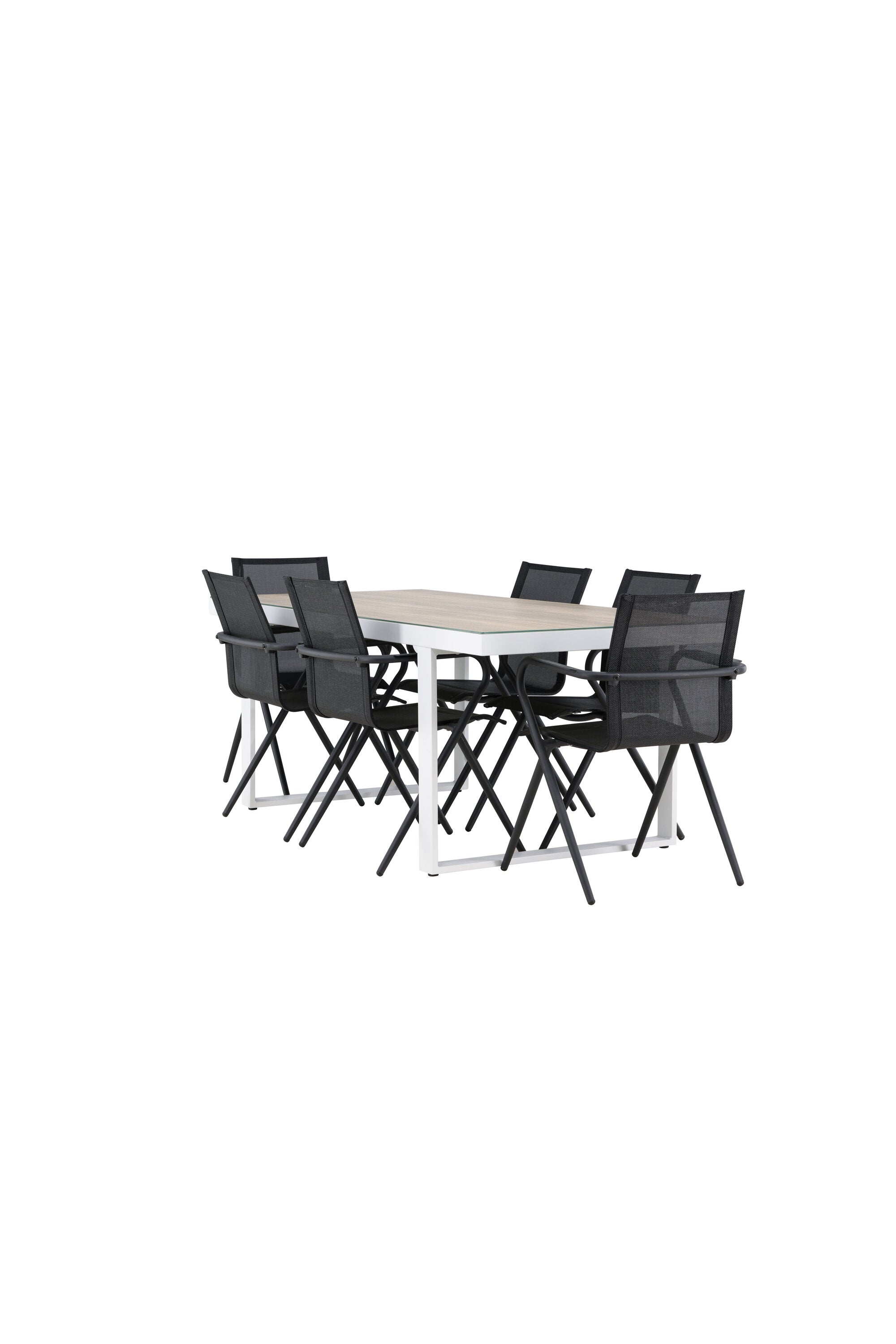 Merlo Gartentisch Set + Alina in Weiss / Schwarz präsentiert im Onlineshop von KAQTU Design AG. Gartentischset ist von Venture Home