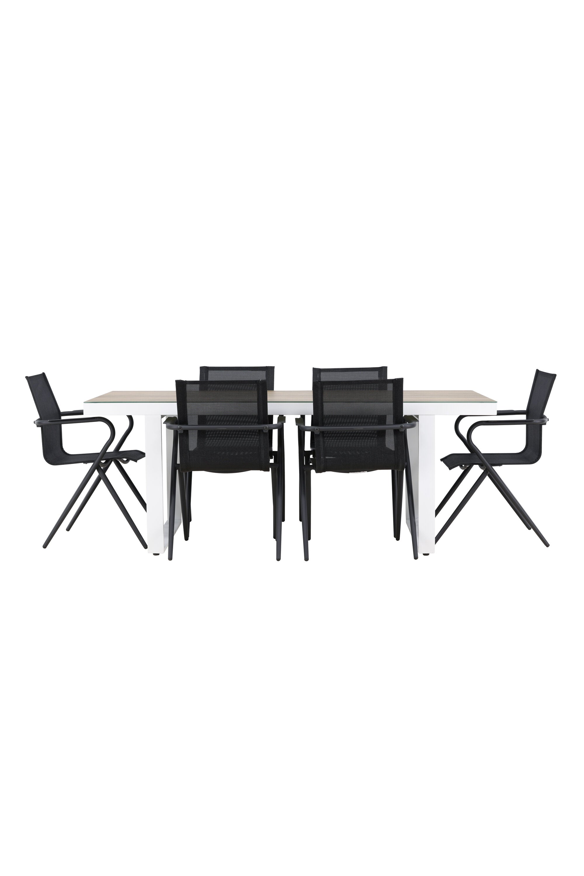 Merlo Gartentisch Set + Alina in Weiss / Schwarz präsentiert im Onlineshop von KAQTU Design AG. Gartentischset ist von Venture Home