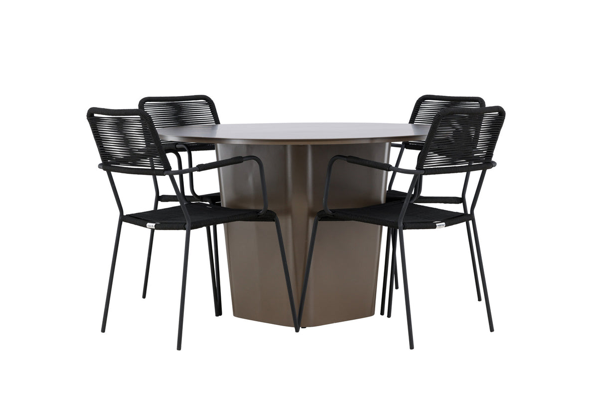 Santa Fe Gartentisch Set Lindos in Braun schwarz präsentiert im Onlineshop von KAQTU Design AG. Gartentischset ist von Venture Home