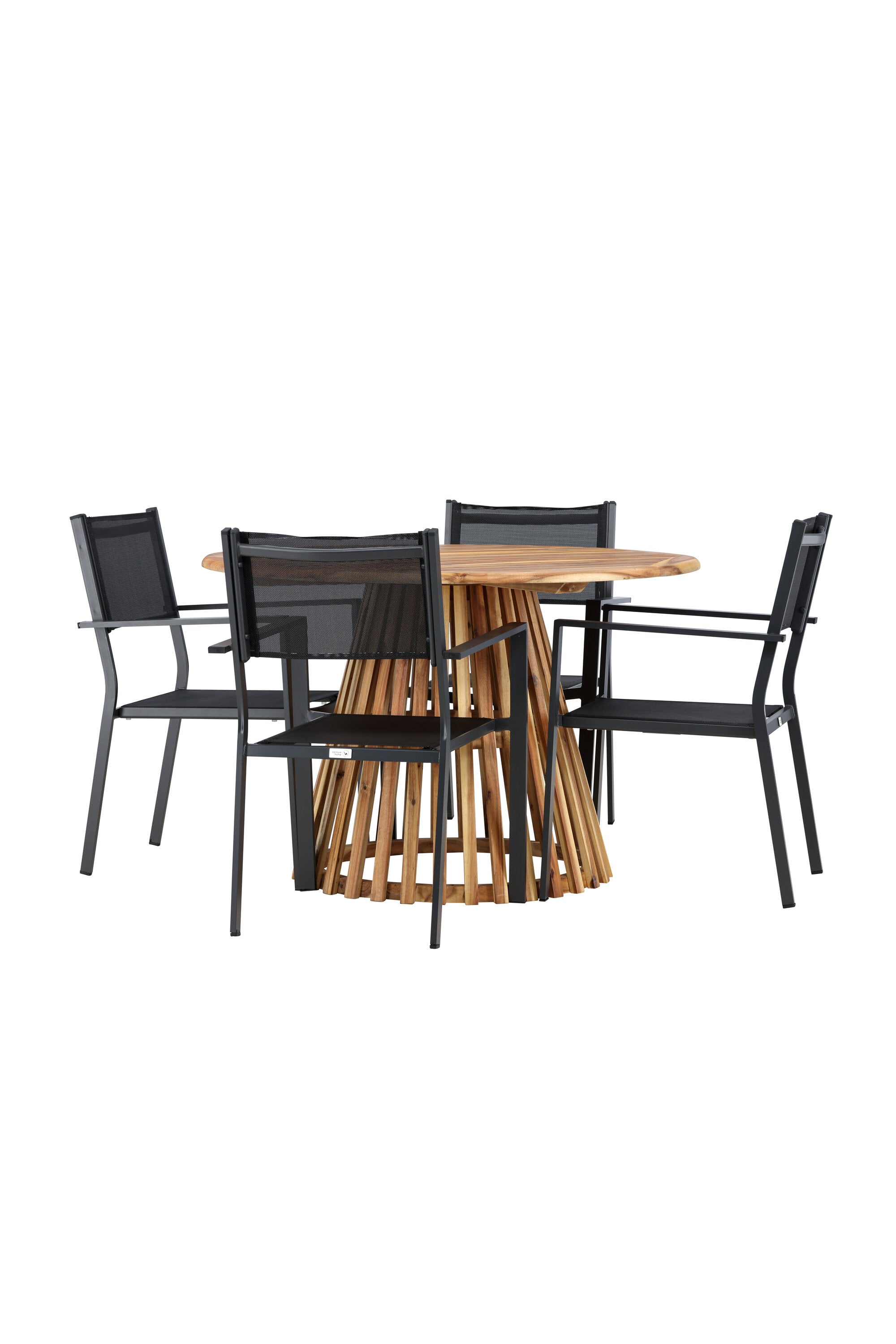 Lumpur Gartentisch Set rund + Copacabana in Natur/Schwarz präsentiert im Onlineshop von KAQTU Design AG. Gartentischset ist von Venture Home