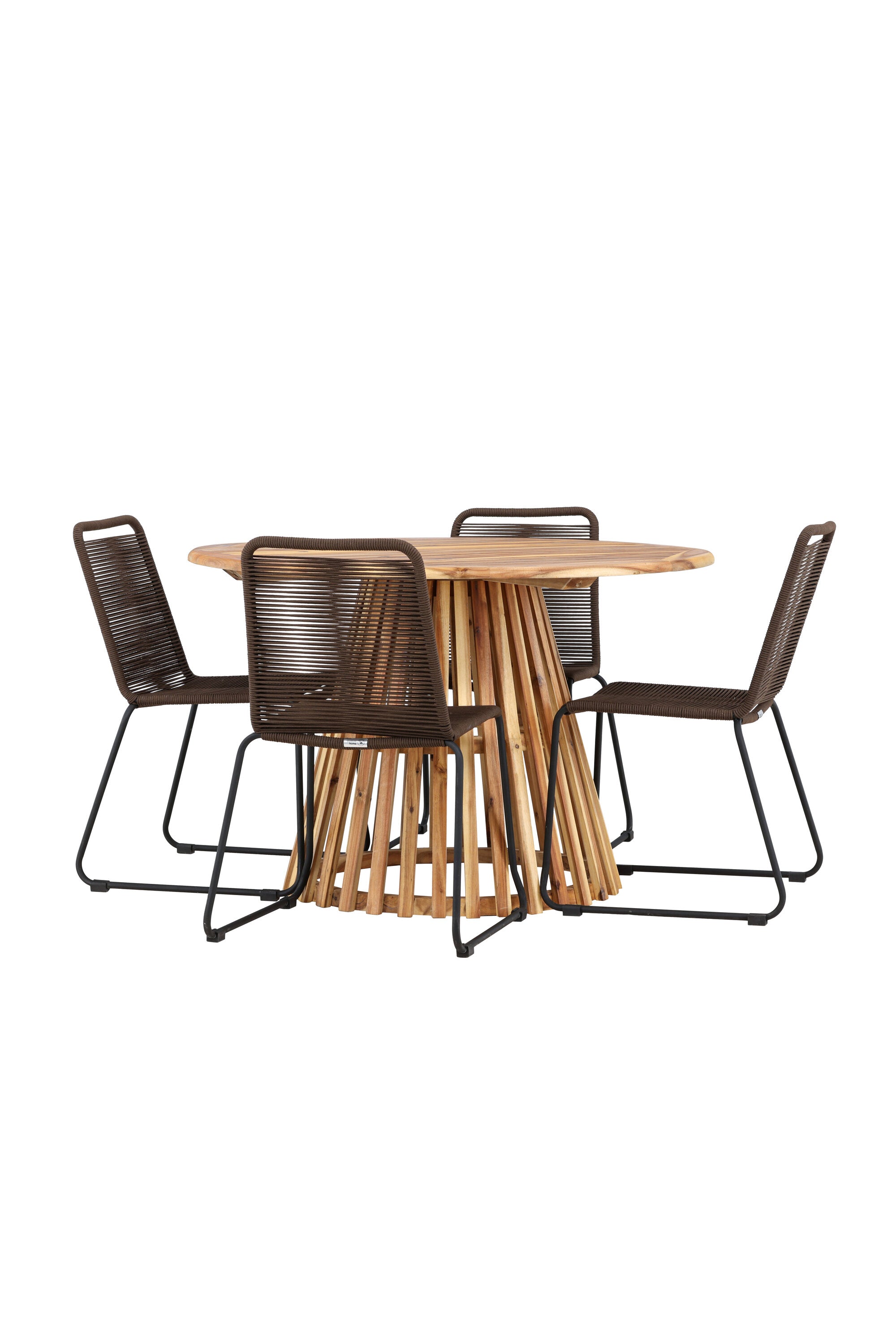 Lumpur Gartentisch Set rund + Lindos in Natur/Schwarz/Braun präsentiert im Onlineshop von KAQTU Design AG. Gartentischset ist von Venture Home