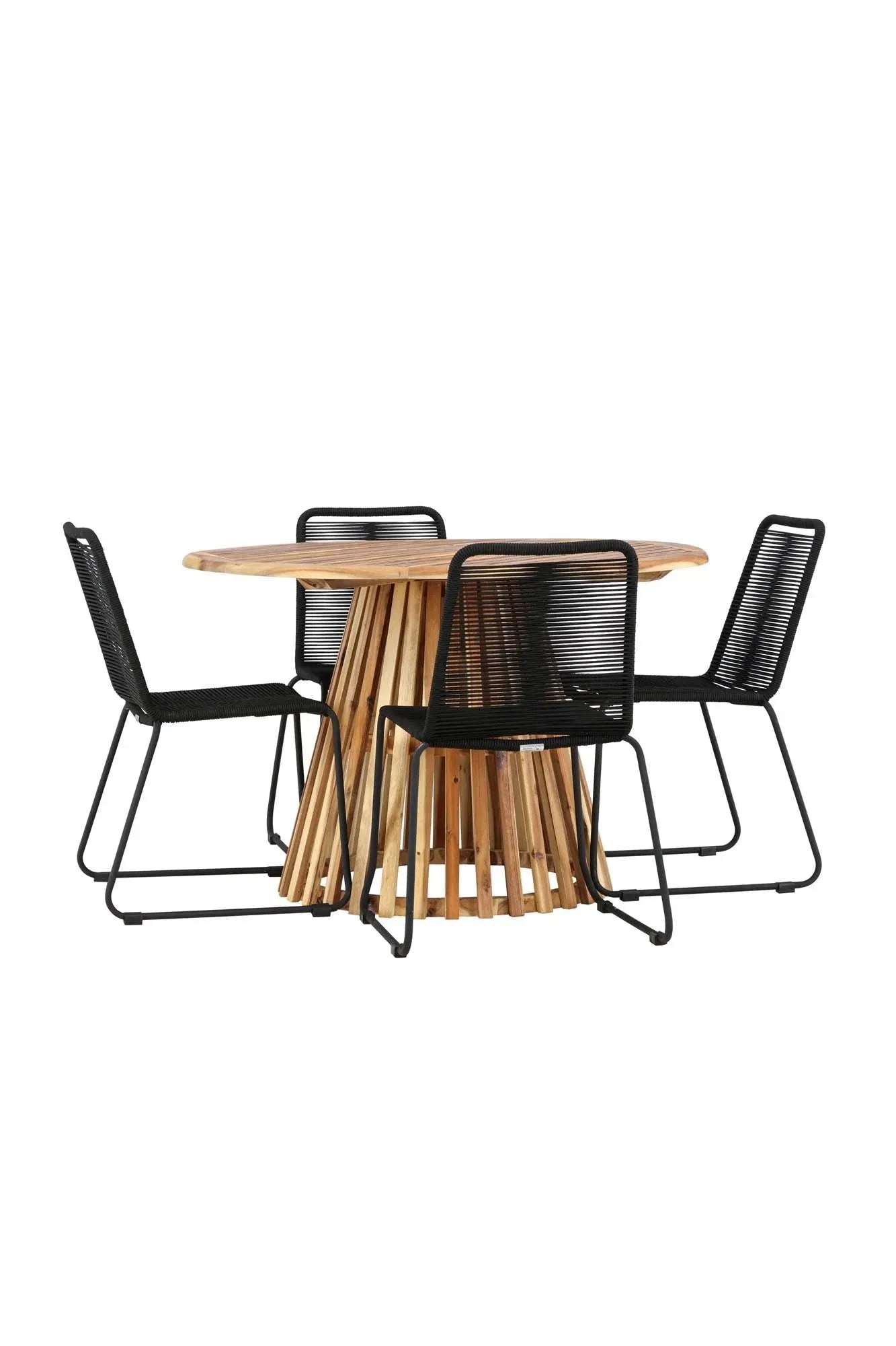 Rundes Lumpur Gartentisch-Set mit Lindos-Stühlen von Venture Home, ideal für stilvolle Gärten und entspannte Sommermomente.