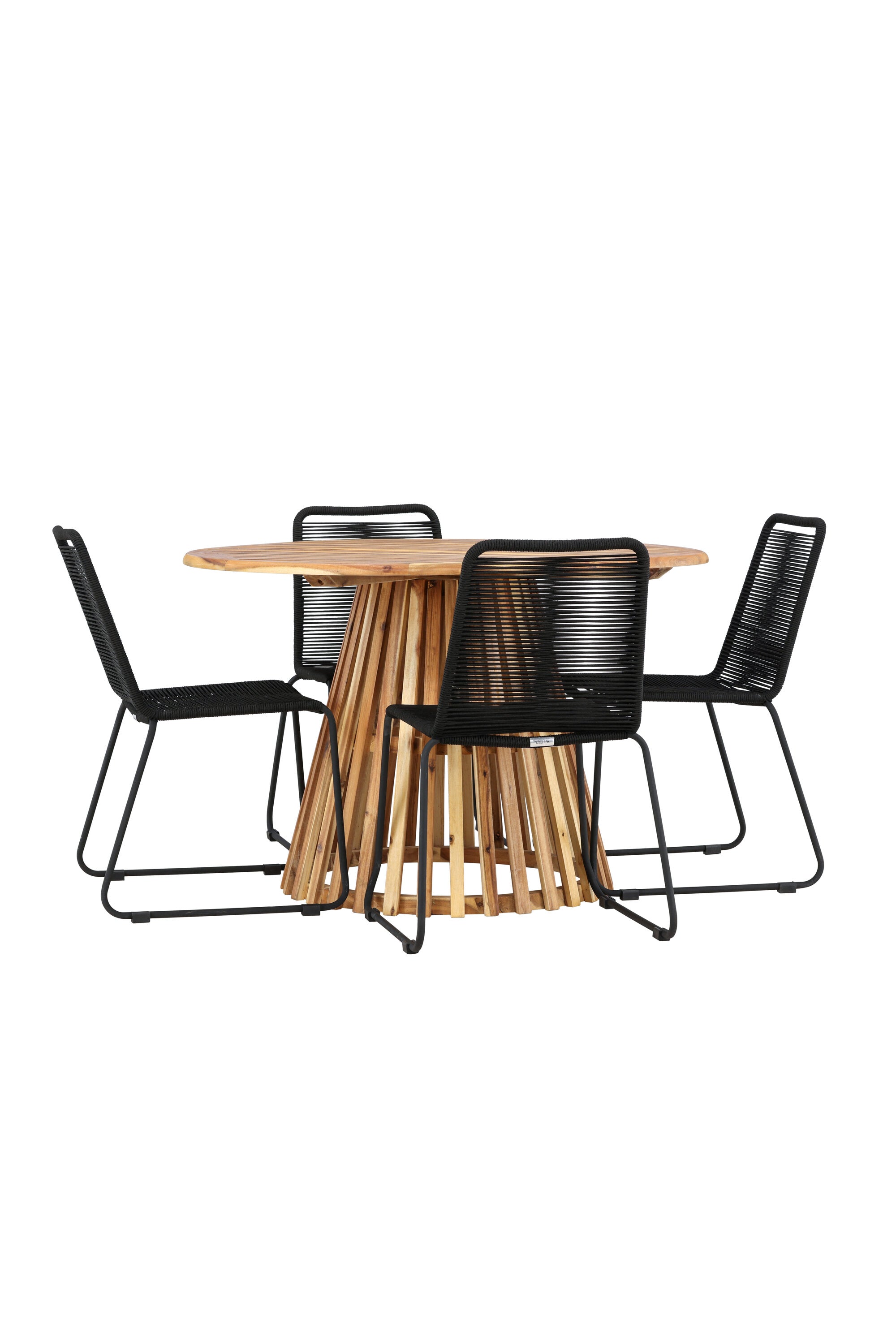 Lumpur Gartentisch Set rund + Lindos in Natur/Schwarz präsentiert im Onlineshop von KAQTU Design AG. Gartentischset ist von Venture Home