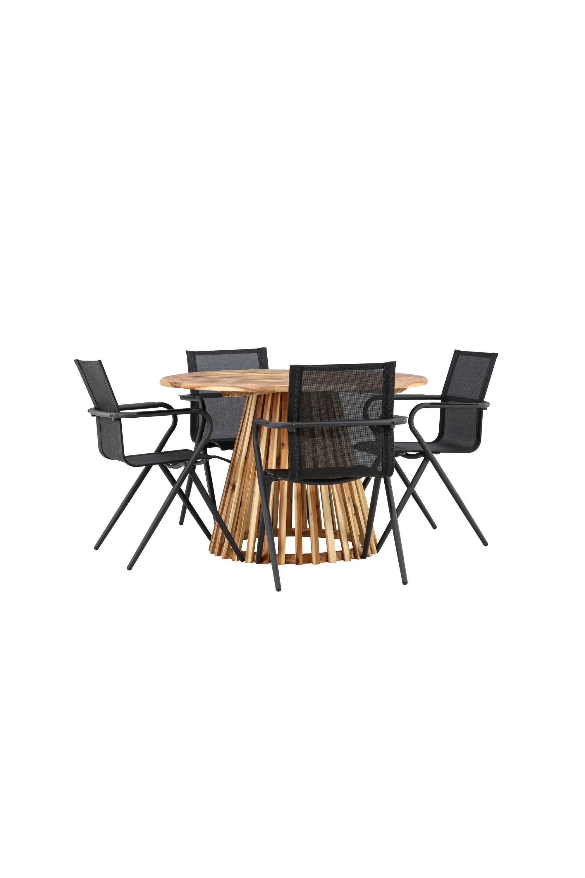 Elegantes Lumpur Gartentisch-Set mit rundem Tisch und Alina-Stühlen, perfekt für Garten oder Terrasse, von Venture Home.
