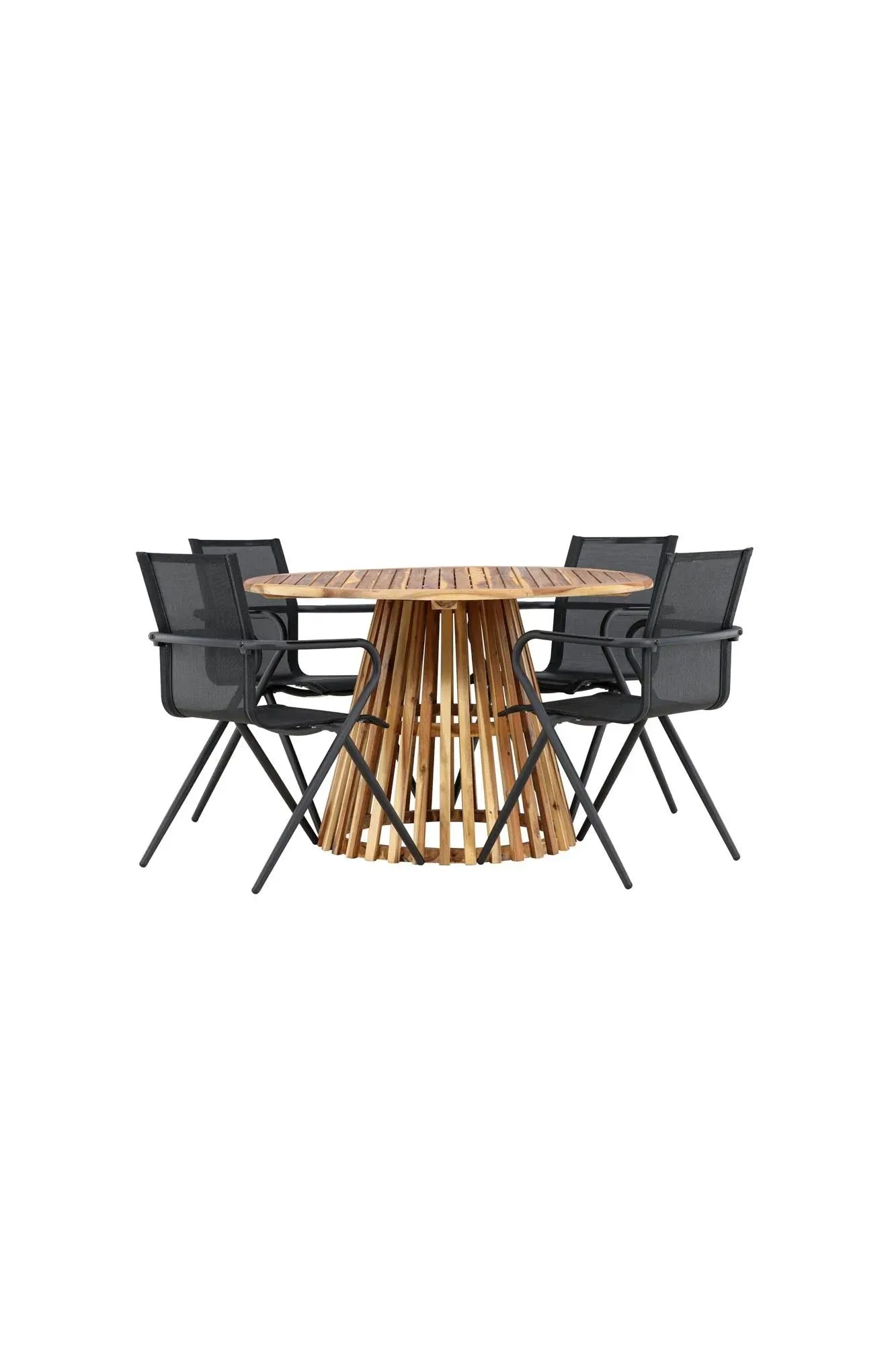 Stilvolles Lumpur Gartentisch-Set mit rundem Tisch und Alina-Stühlen, ideal für Garten oder Terrasse, von Venture Home.
