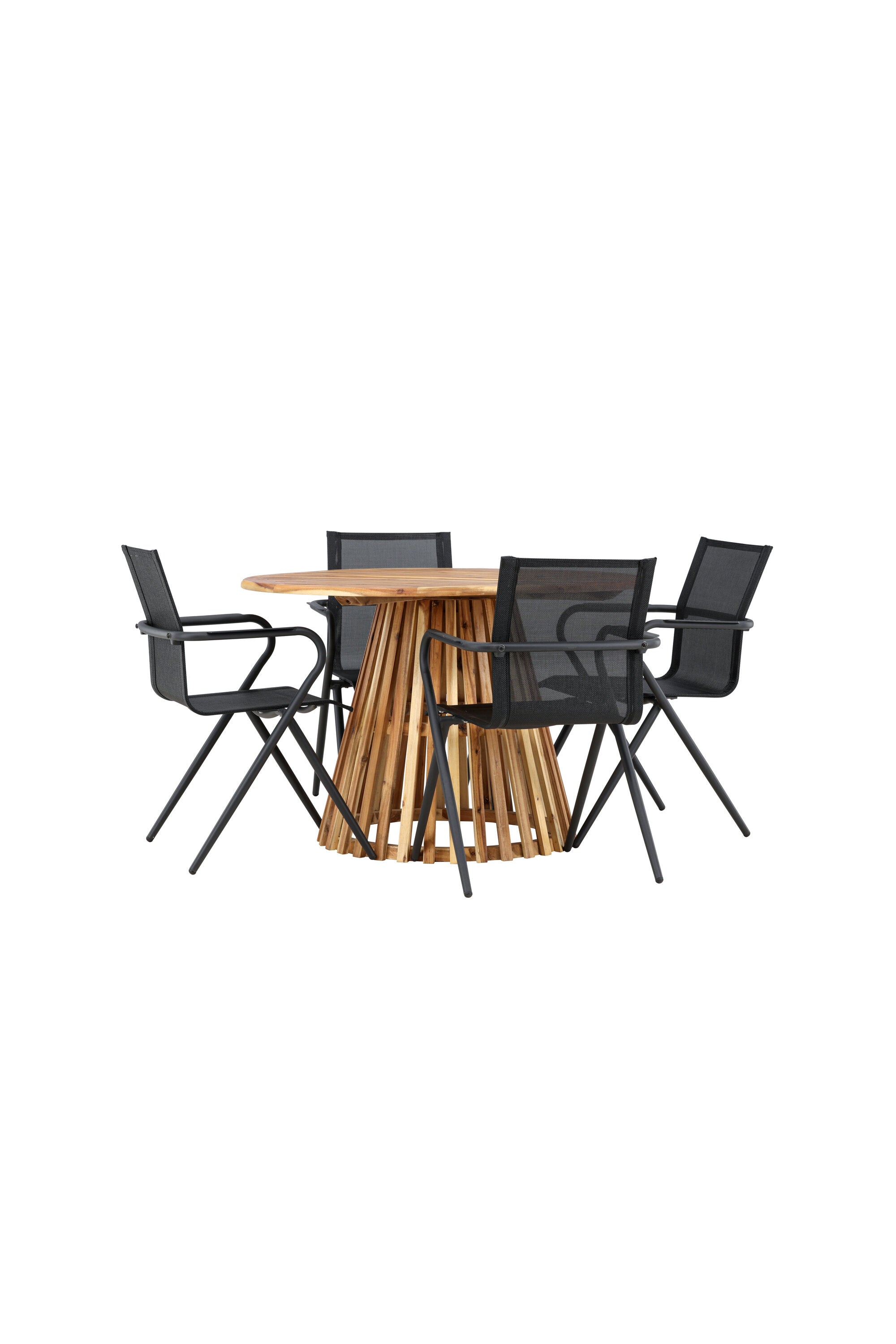 Lumpur Gartentisch Set rund + Alina in Natur/Schwarz präsentiert im Onlineshop von KAQTU Design AG. Gartentischset ist von Venture Home