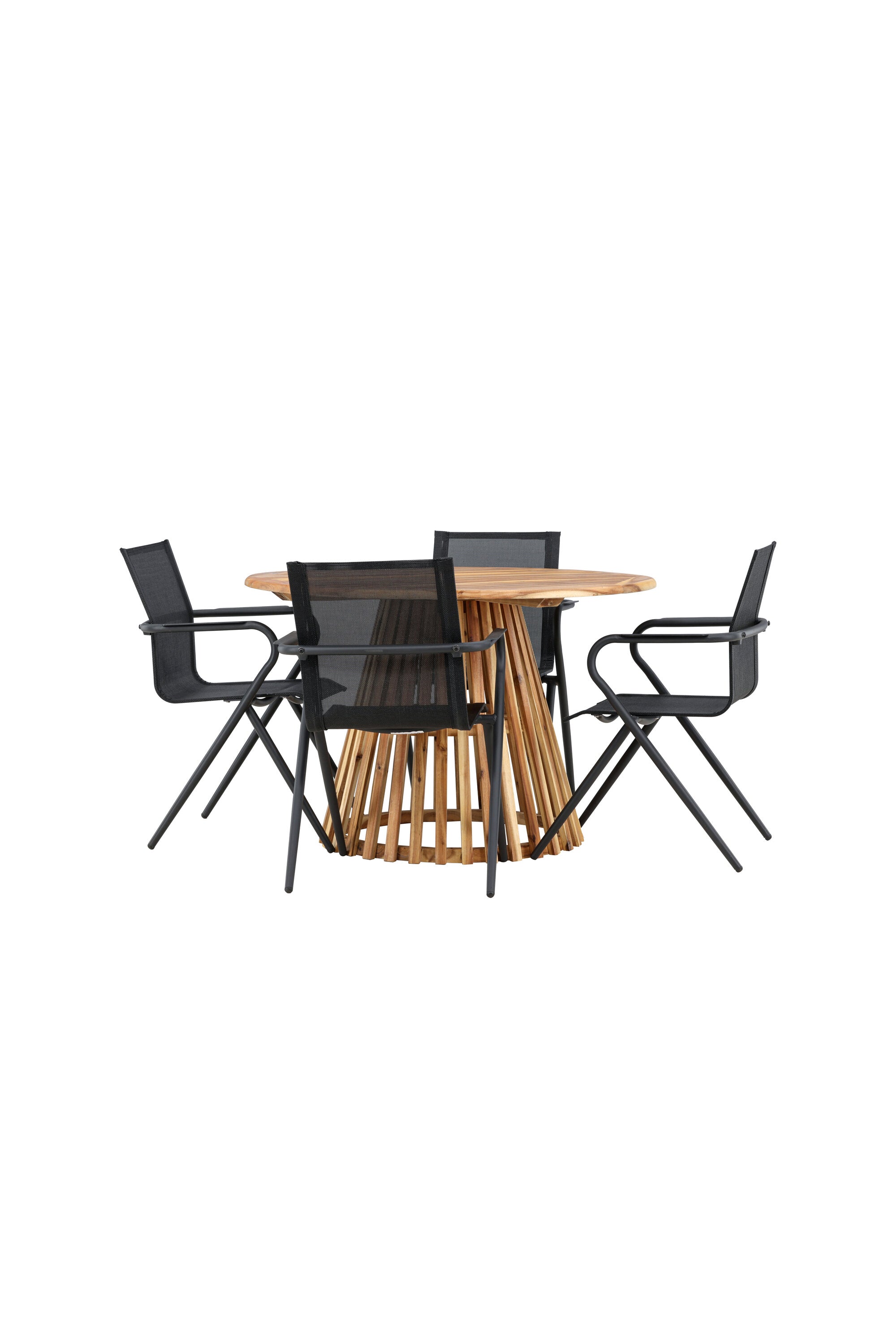 Lumpur Gartentisch Set rund + Alina in Natur/Schwarz präsentiert im Onlineshop von KAQTU Design AG. Gartentischset ist von Venture Home