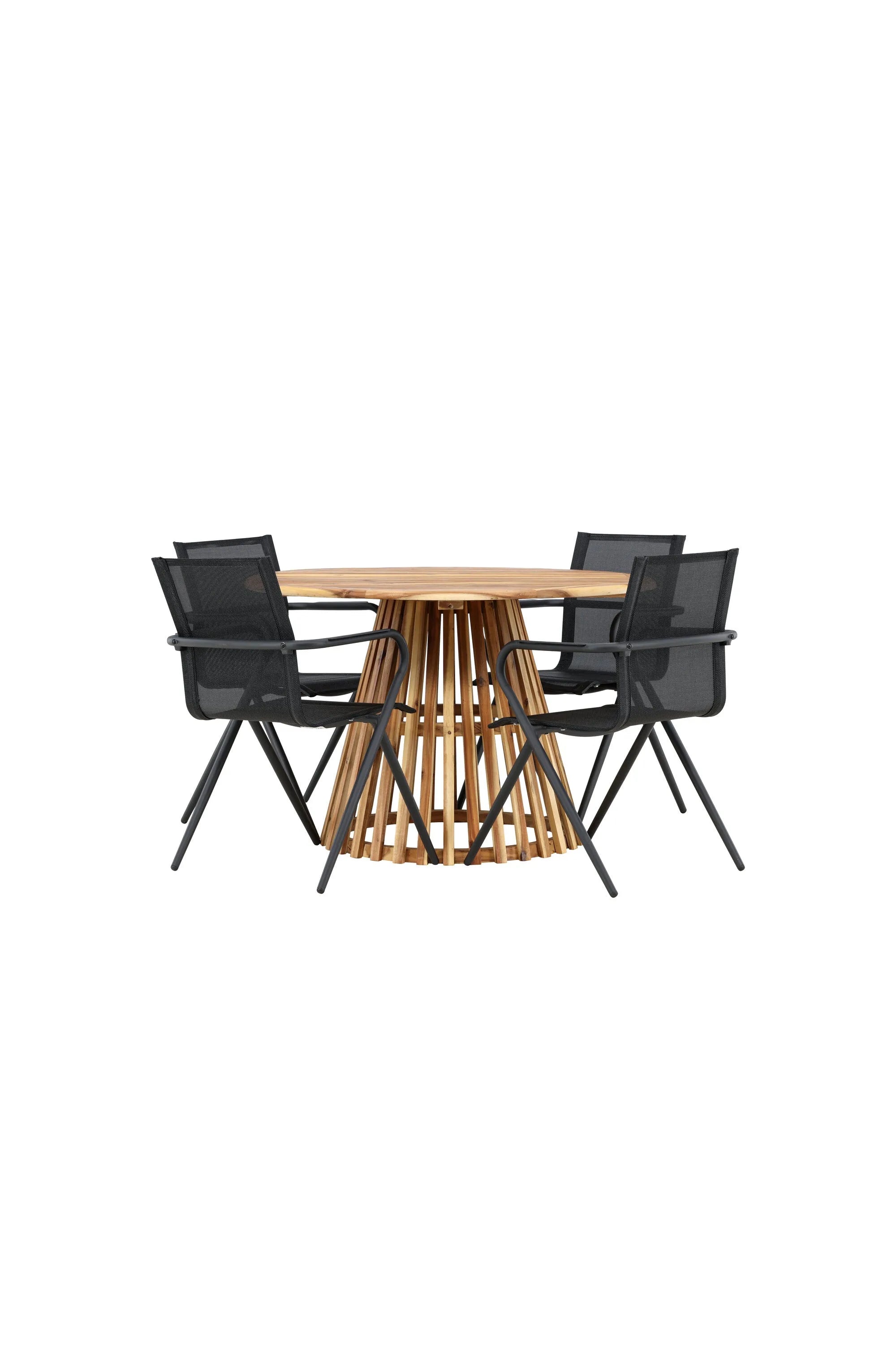 Runder Lumpur Gartentisch aus Akazienholz, stilvoll und langlebig, fördert gesellige Atmosphäre. Perfekt für moderne Esszimmer.