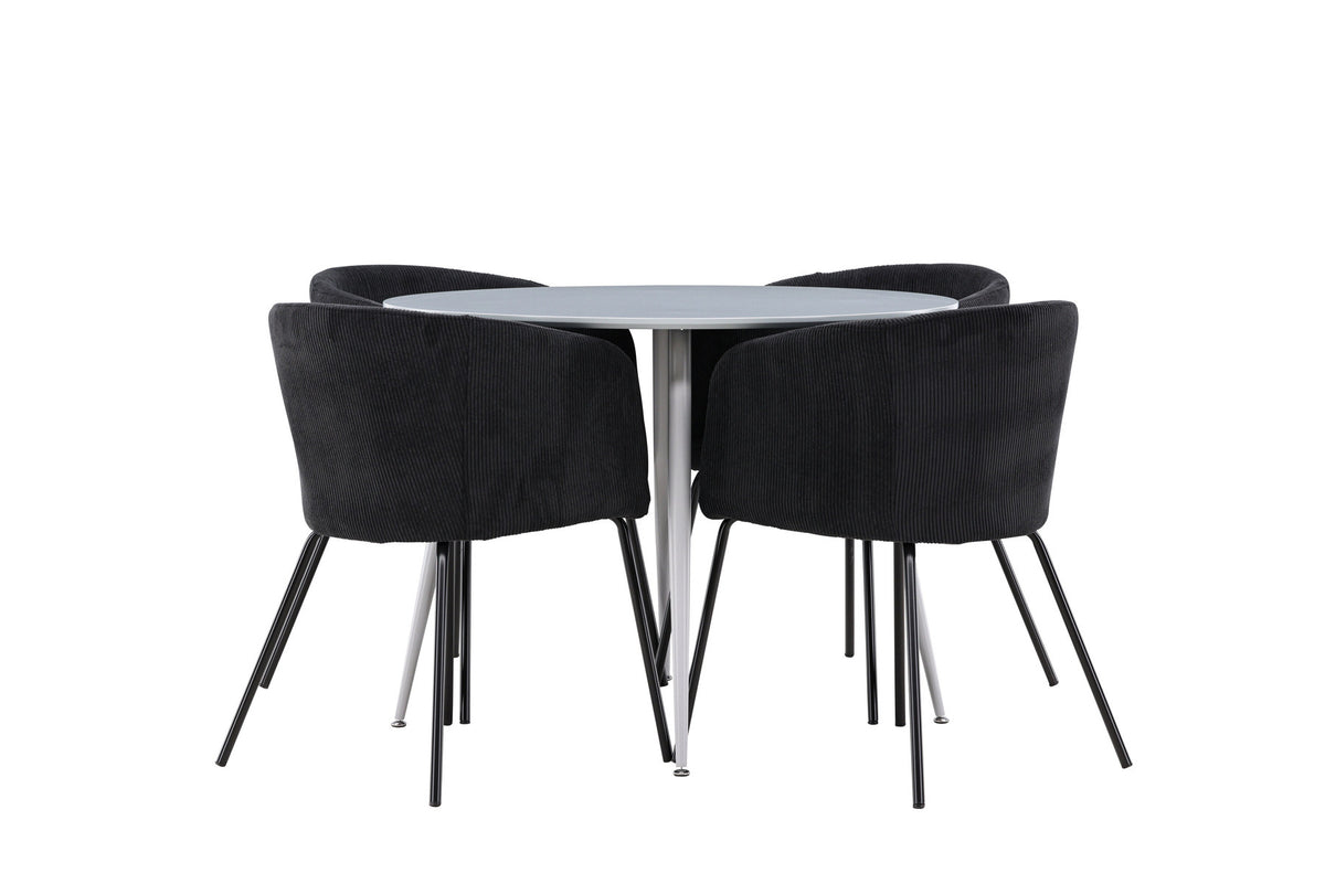 Plaza Esstisch mit Berit Stühlen in Schwarz präsentiert im Onlineshop von KAQTU Design AG. Esszimmerset ist von Venture Home