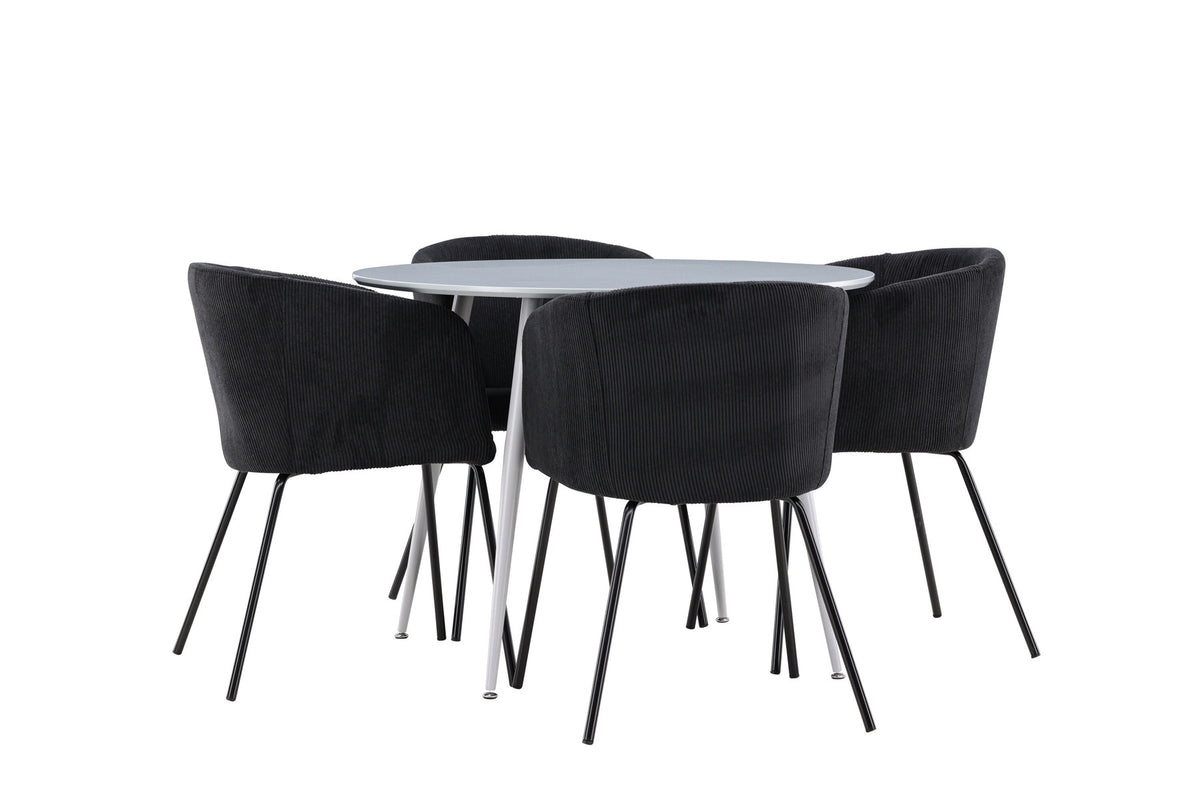 Plaza Esstisch mit Berit Stühlen in Schwarz präsentiert im Onlineshop von KAQTU Design AG. Esszimmerset ist von Venture Home