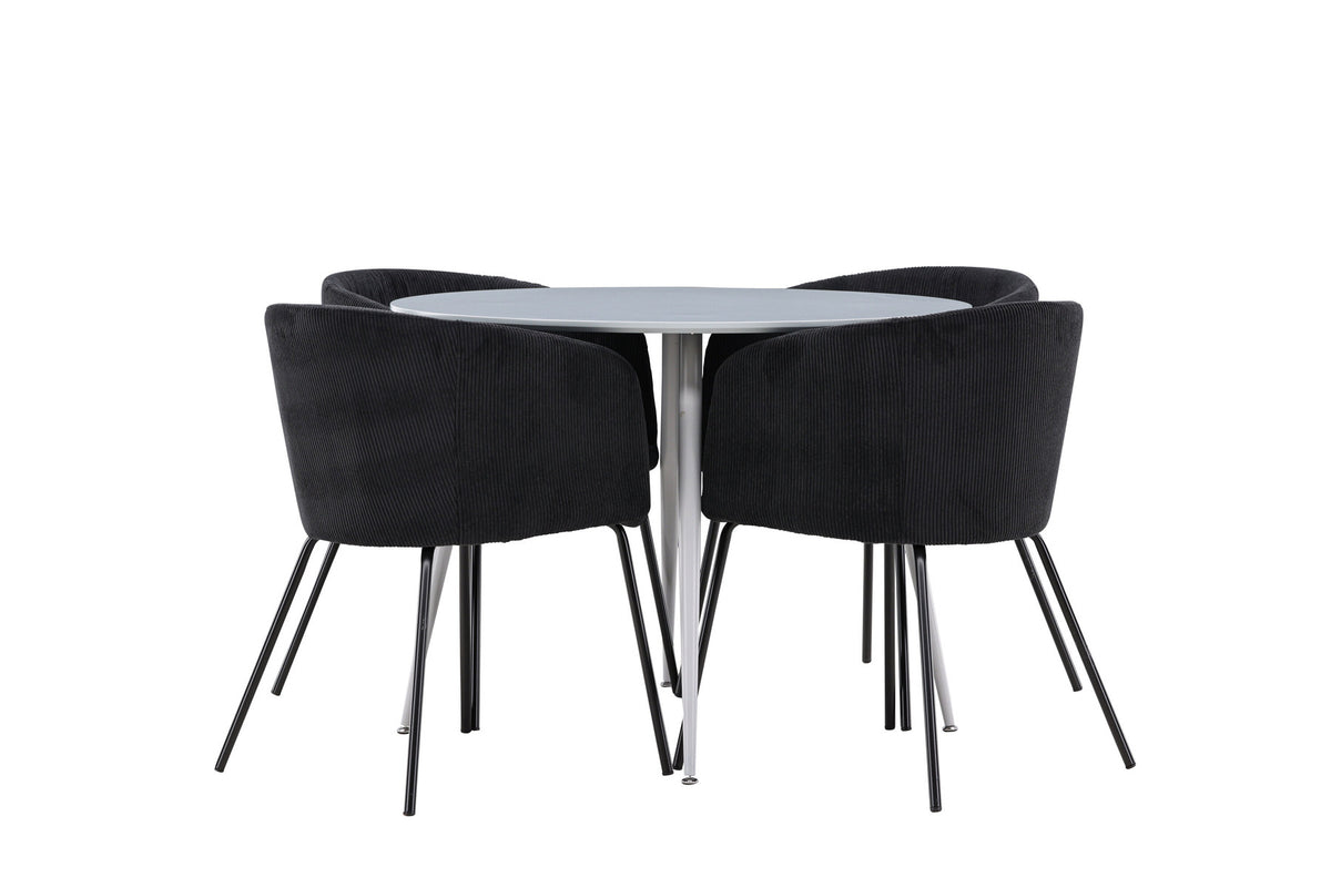 Plaza Esstisch mit Berit Stühlen in Schwarz präsentiert im Onlineshop von KAQTU Design AG. Esszimmerset ist von Venture Home
