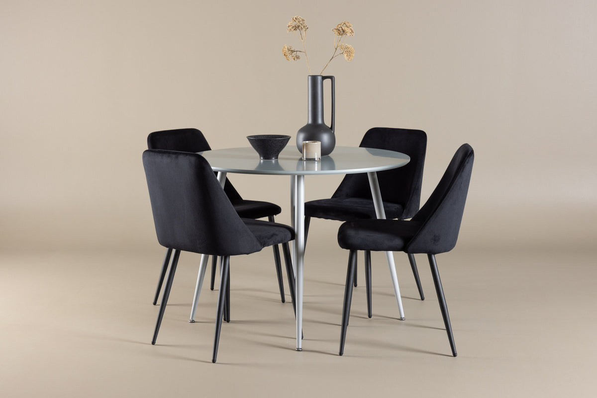 Plaza Esstisch mit Night Stühlen in Schwarz präsentiert im Onlineshop von KAQTU Design AG. Esszimmerset ist von Venture Home
