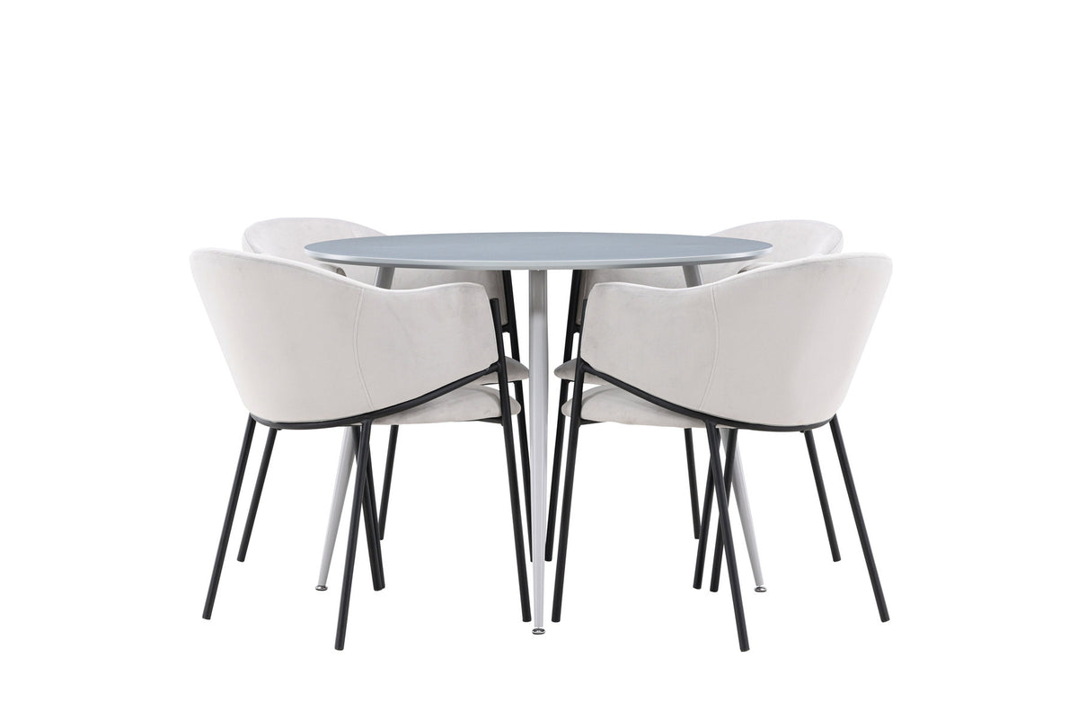 Plaza Esstisch mit Stühlen Evelina in Grau präsentiert im Onlineshop von KAQTU Design AG. Esszimmerset ist von Venture Home