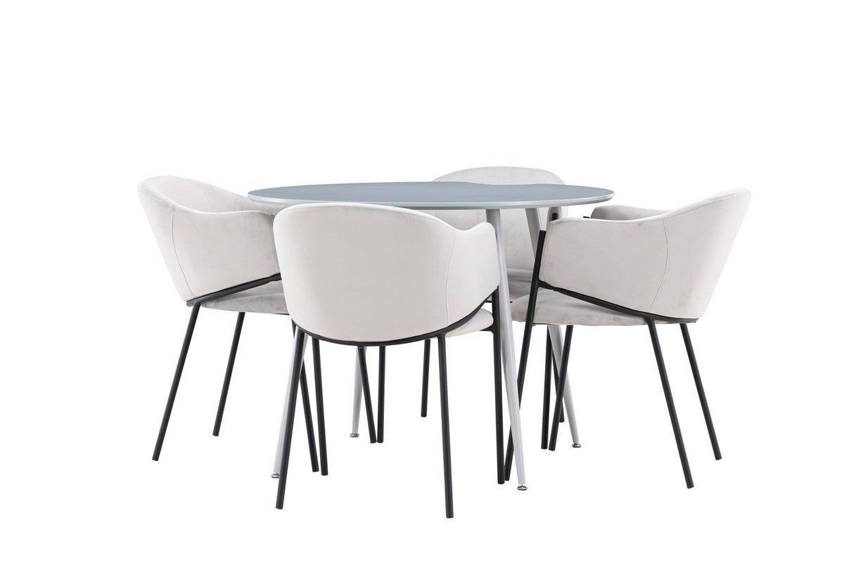 Plaza Esstisch mit Stühlen Evelina in Grau präsentiert im Onlineshop von KAQTU Design AG. Esszimmerset ist von Venture Home