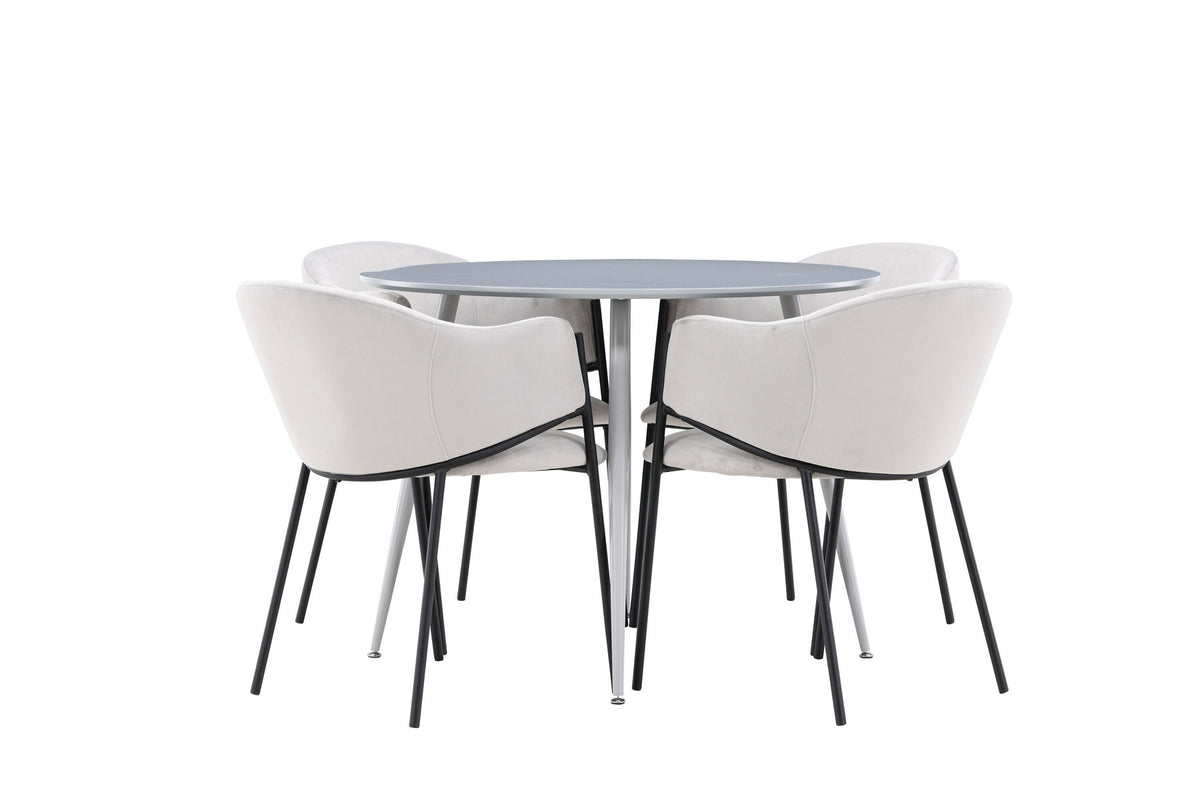 Plaza Esstisch mit Stühlen Evelina in Grau präsentiert im Onlineshop von KAQTU Design AG. Esszimmerset ist von Venture Home