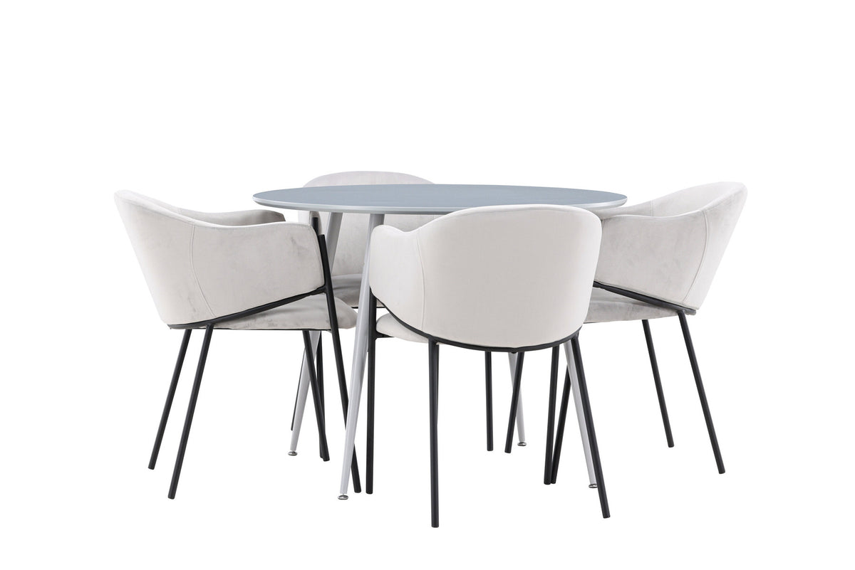 Plaza Esstisch mit Stühlen Evelina in Grau präsentiert im Onlineshop von KAQTU Design AG. Esszimmerset ist von Venture Home