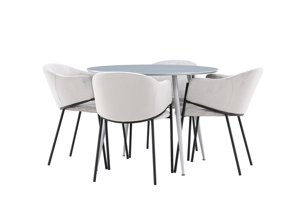 Plaza Esstisch mit Stühlen Evelina in Grau präsentiert im Onlineshop von KAQTU Design AG. Esszimmerset ist von Venture Home